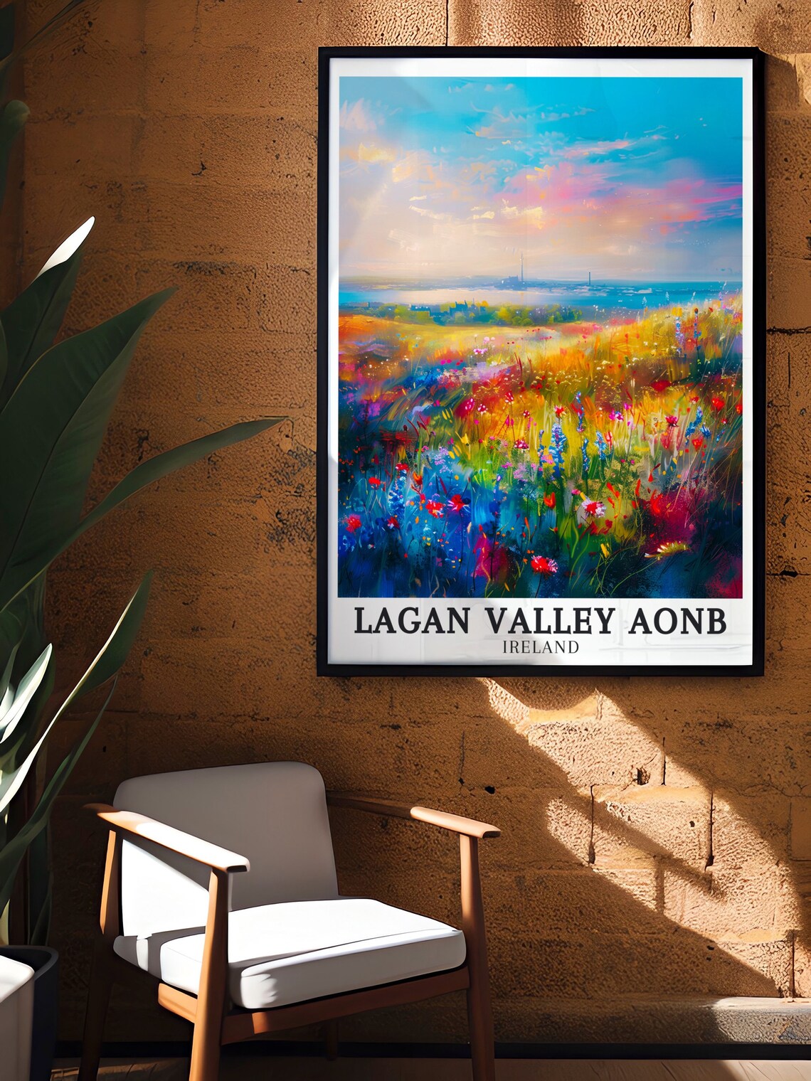 Lagan Valley Wildflower Meadow Sunset Colors Ireland Travel Poster - Image 2