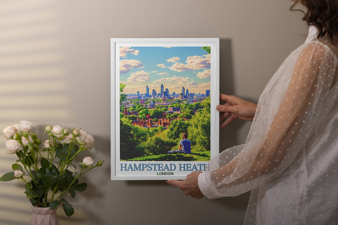 London Hampstead Heath Parliament Hill Skyline Panorama Poster - Image 2