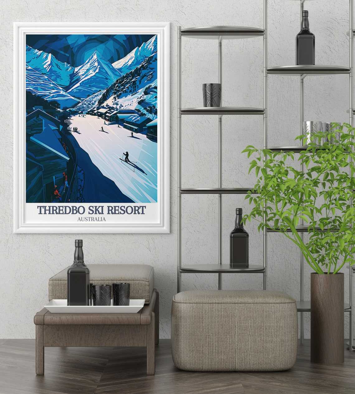Thredbo Ski Resort Australian Alps Winter Village Night Skiing Poster - Image 2