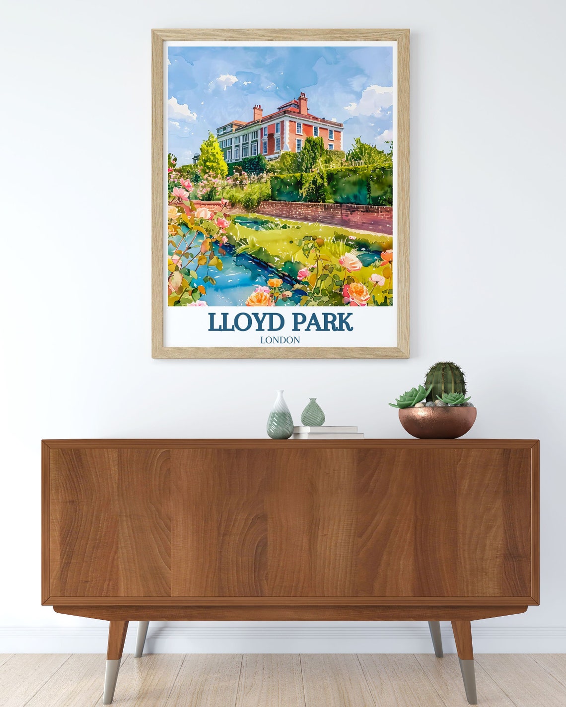 Lloyd Park London Watercolor Roses by the Stream Travel Poster - Image 3