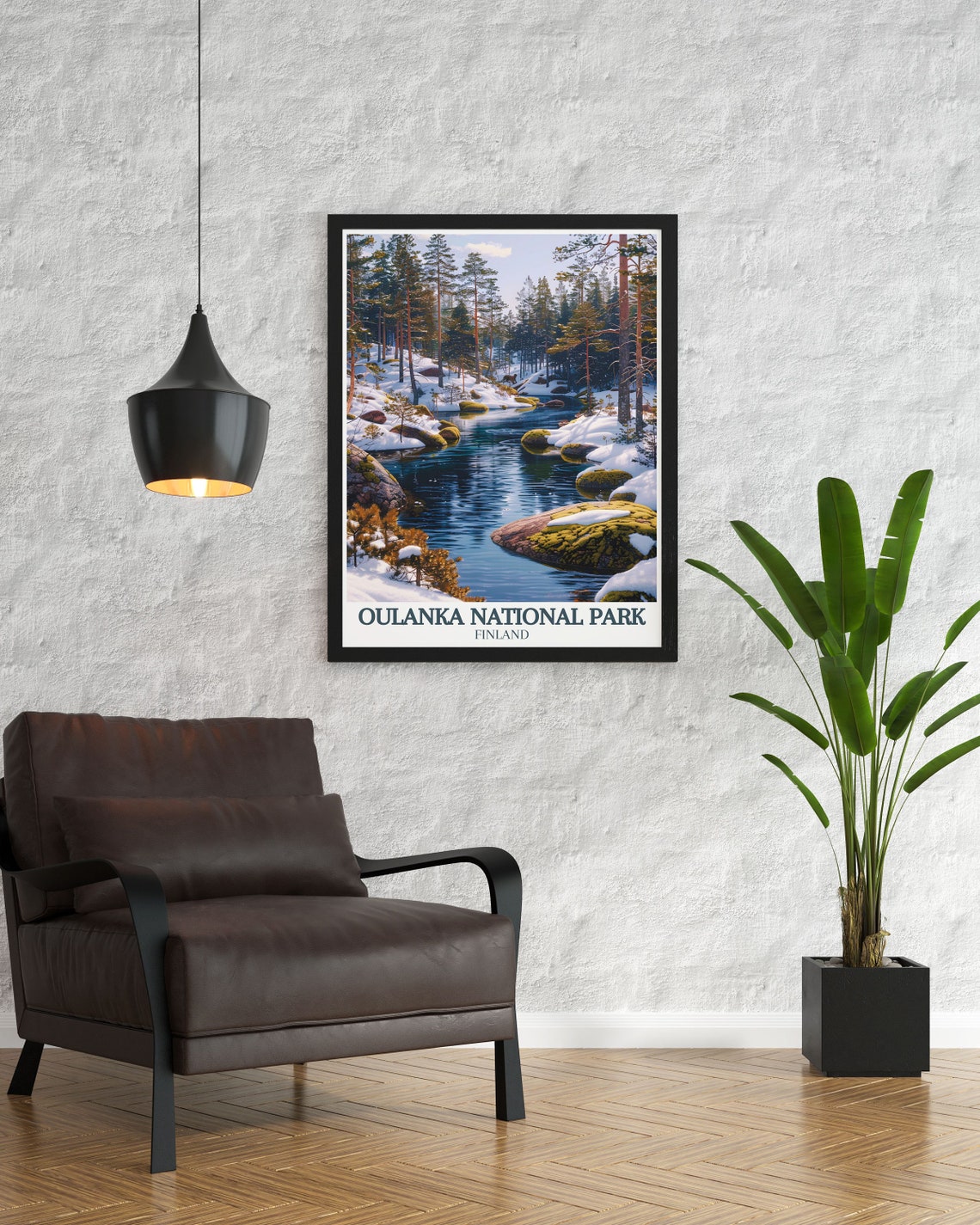 Oulanka National Park Finland Winter River Snow Covered Rocks Poster - Image 2