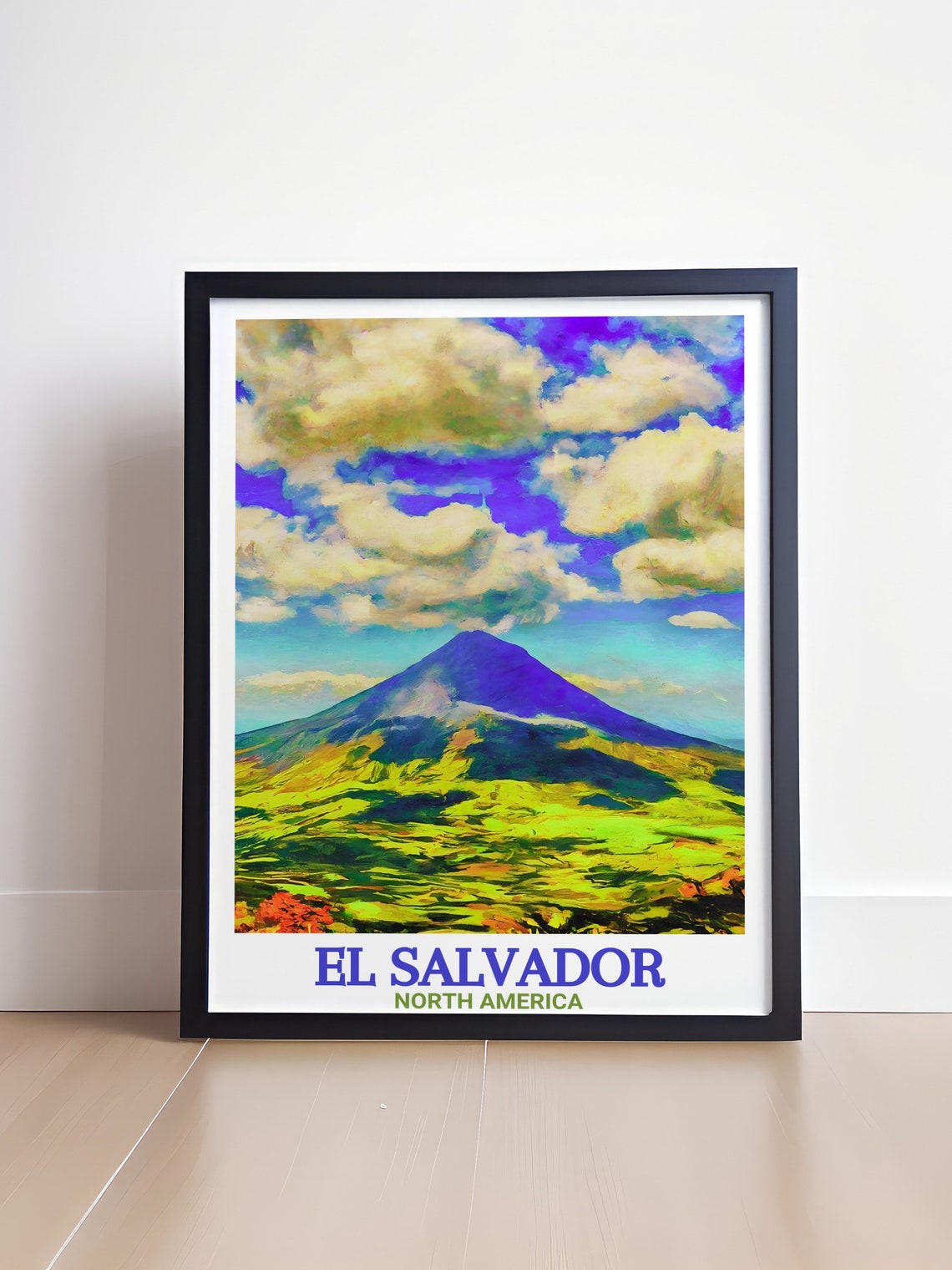 El Salvador Santa Ana Volcano Green Mountain Peak Travel Poster - Image 4