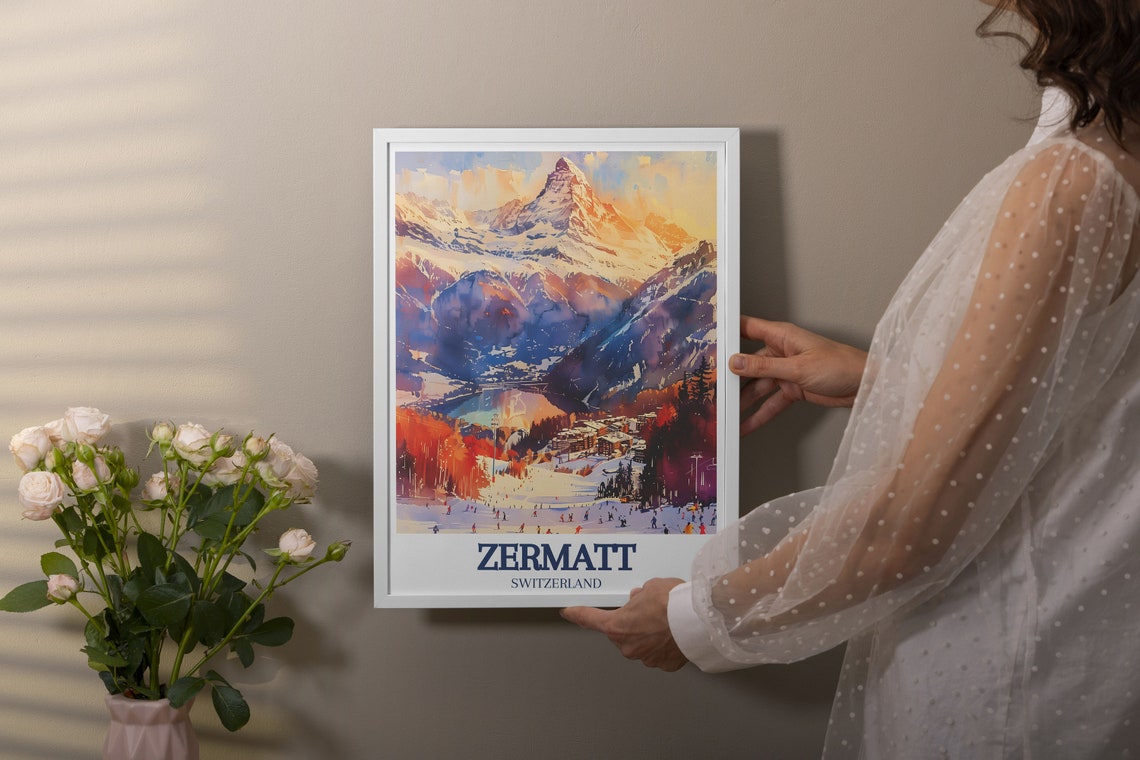 Zermatt Ski Slopes And Matterhorn Winter Resort Alpine Poster - Image 3