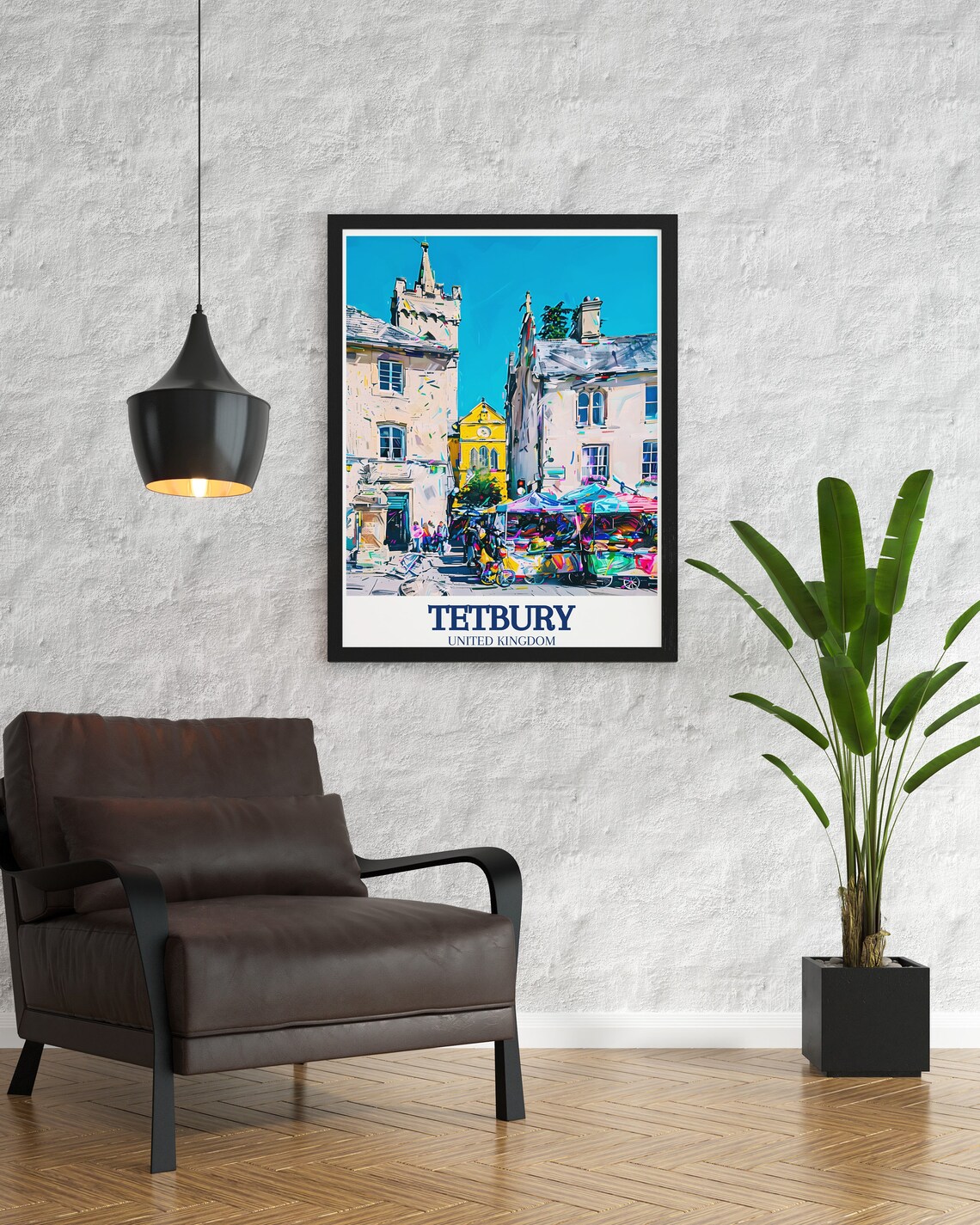 Tetbury Market Square Colorful England Cotswolds Travel Art Poster - Image 2