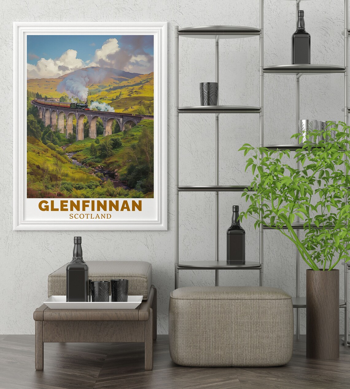 Glenfinnan Viaduct Steam Train Highland Hills Scotland Travel Poster - Image 3