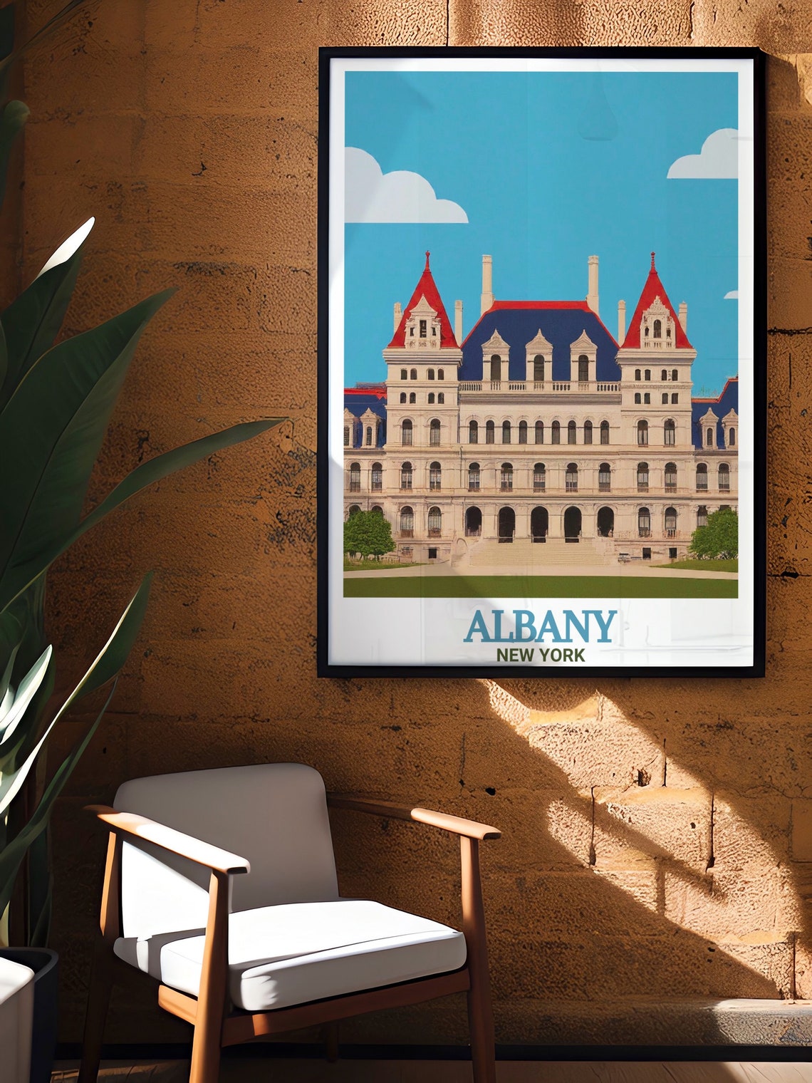 New York State Capitol Building in Albany Bold Graphic Poster - Image 2