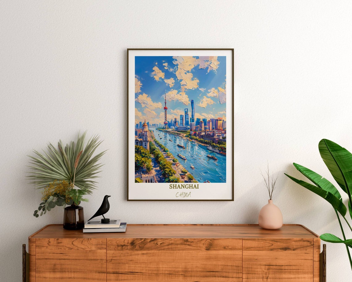 Shanghai China The Bund Waterfront Panoramic River View Travel Poster - Image 3