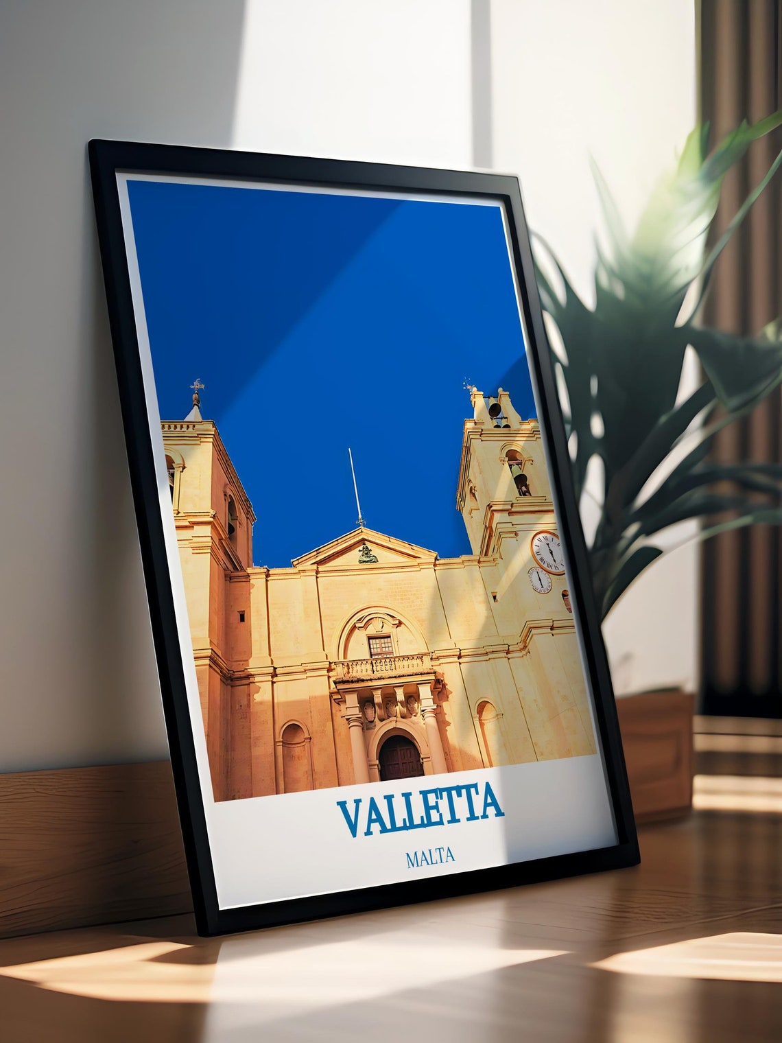 Valletta Malta St Johns Co Cathedral Facade Blue Sky Travel Poster - Image 3