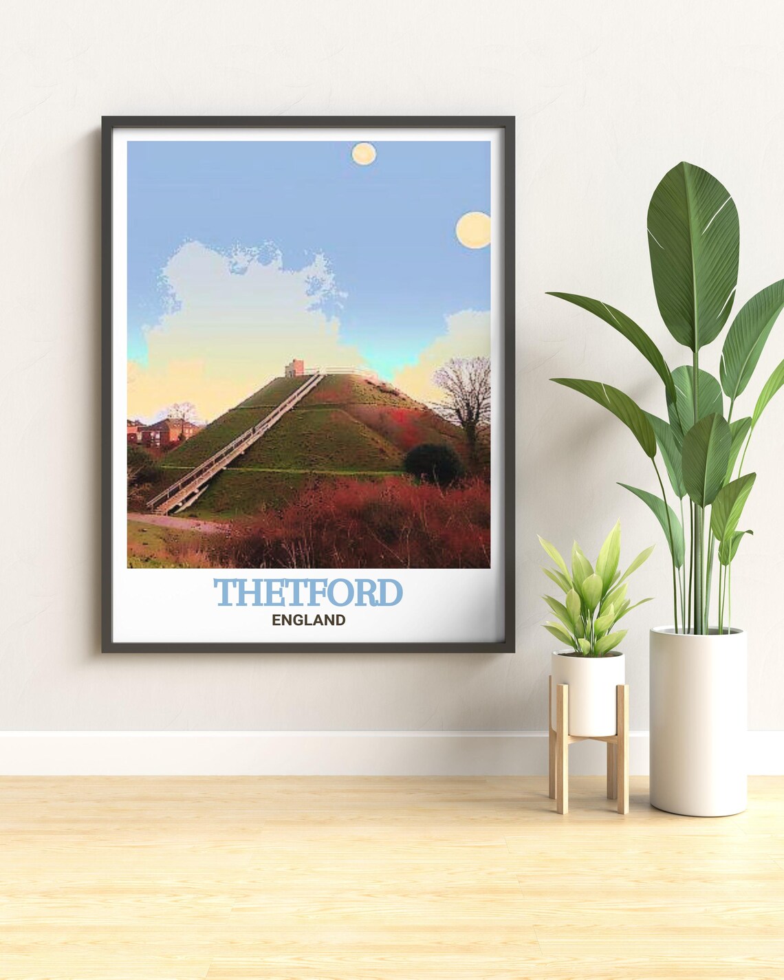 Thetford Castle Hill Grassy Mound England Historic Travel Poster - Image 2