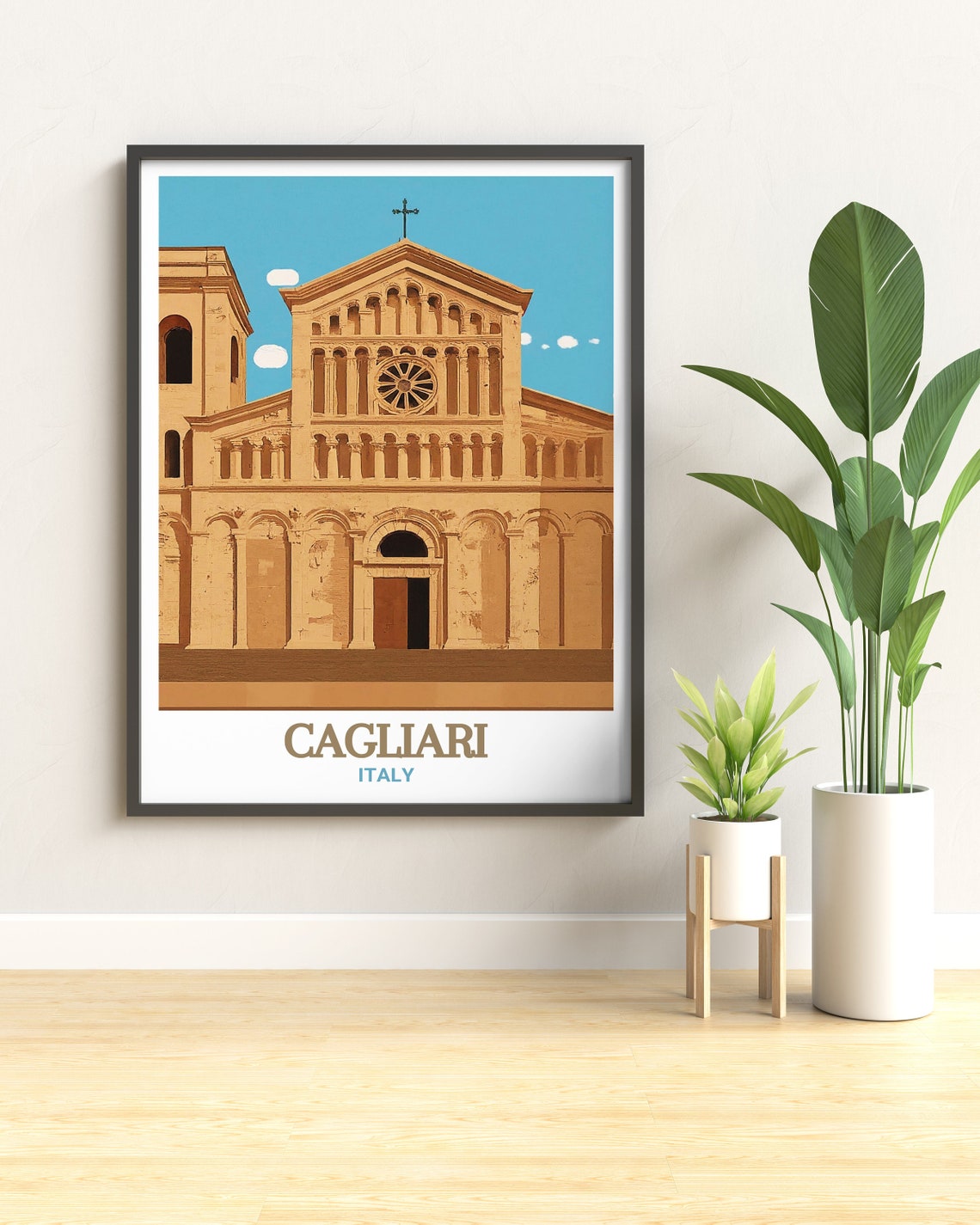Cagliari Travel Print Cathedral Of Santa Maria In Cagliari Decor Cathedral Of Santa Maria Poster Cagliari Decor Cagliari Poster - Image 2