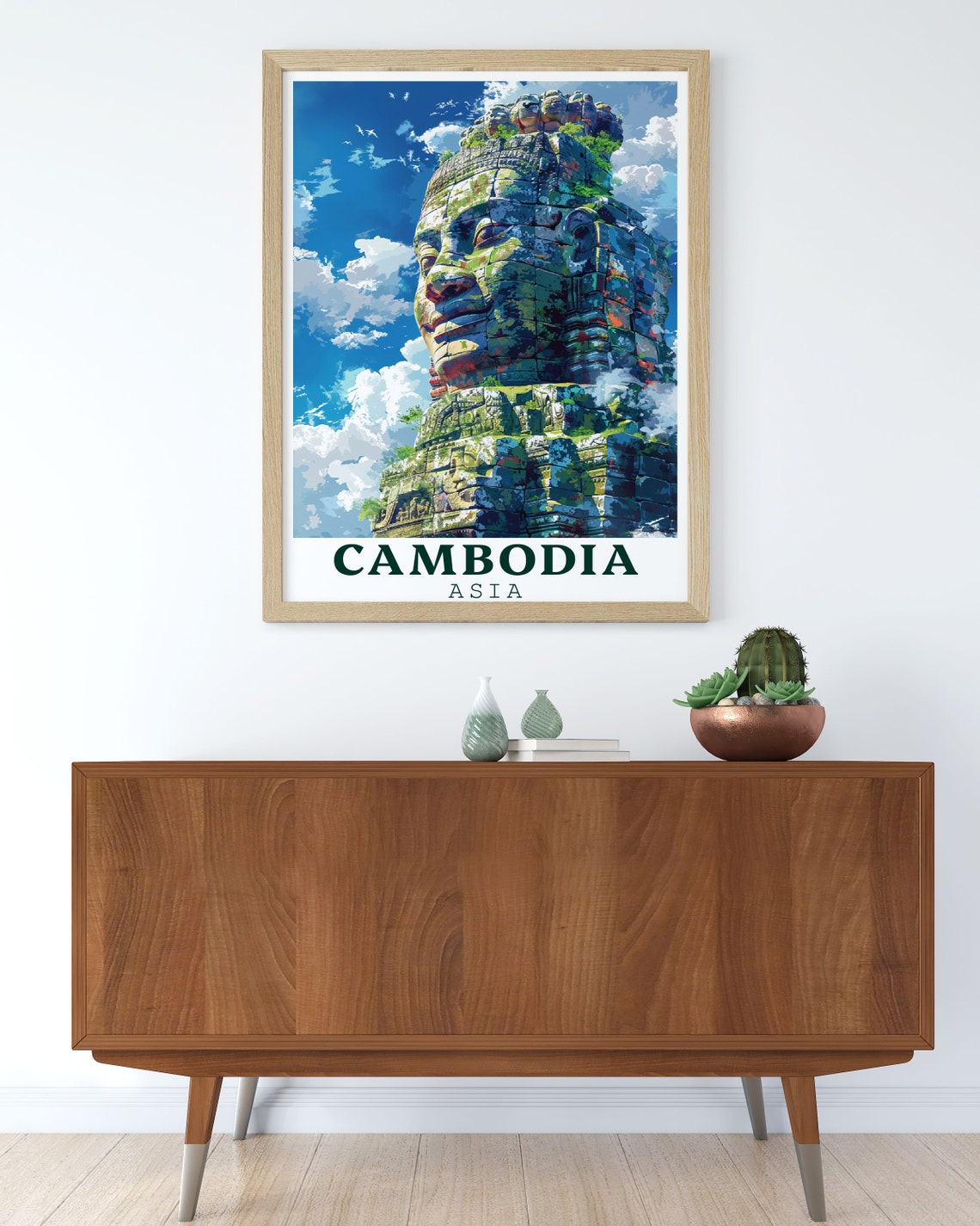 Cambodia Bayon Temple Ancient Stone Faces Jungle Travel Poster - Image 2