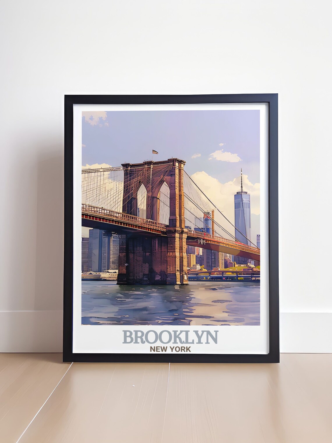Brooklyn Bridge Over East River New York City Skyline Travel Poster - Image 4