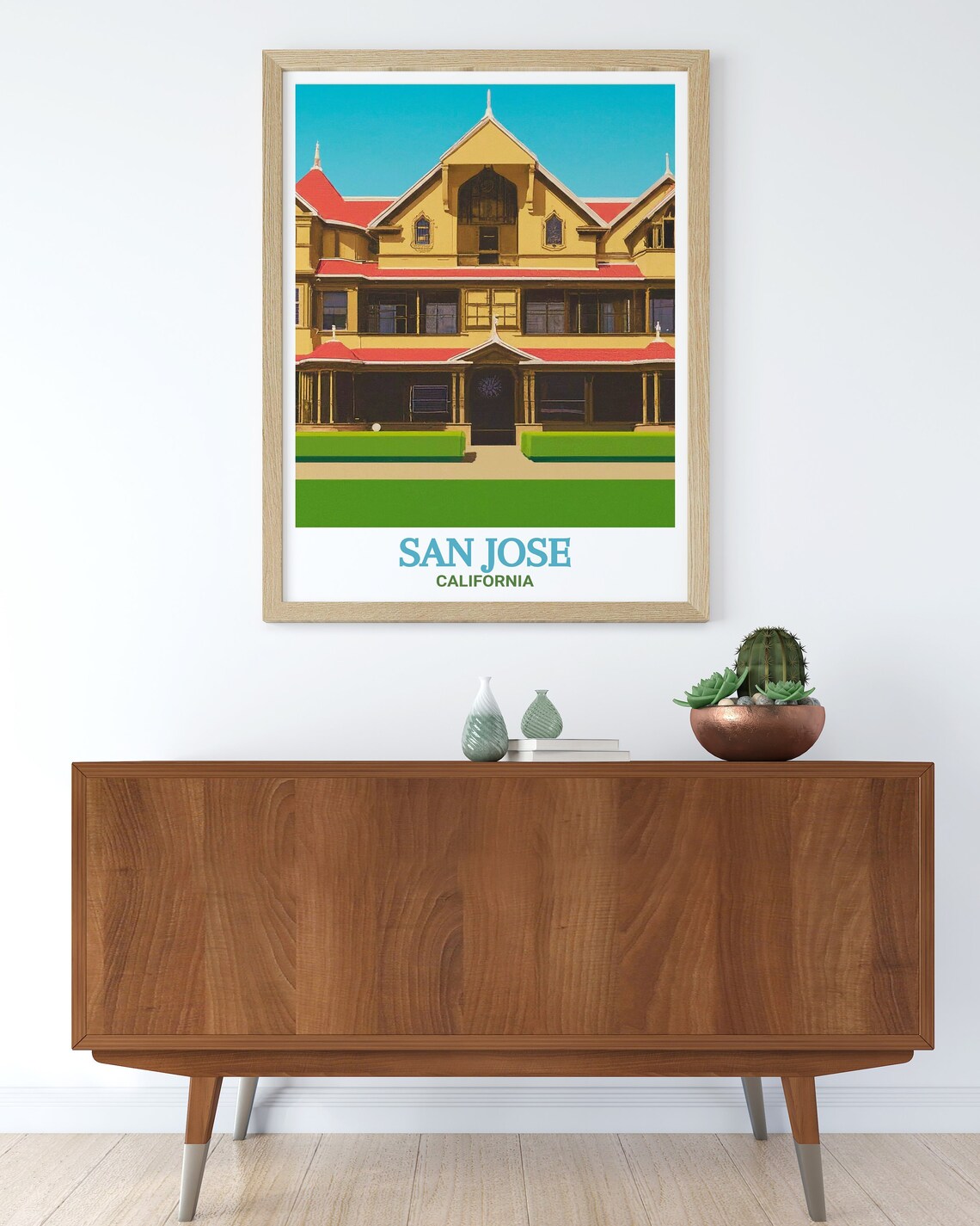 San Jose California Winchester Mystery House Vintage Travel Poster - Image 2
