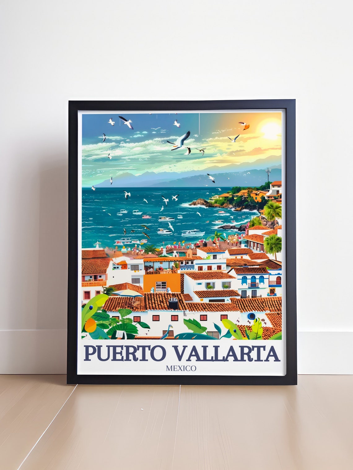 Puerto Vallarta Travel Print Banderas Bay Travel Poster Captivating Banderas Bay Art Vibrant Puerto Vallarta Beach Poster - Image 4