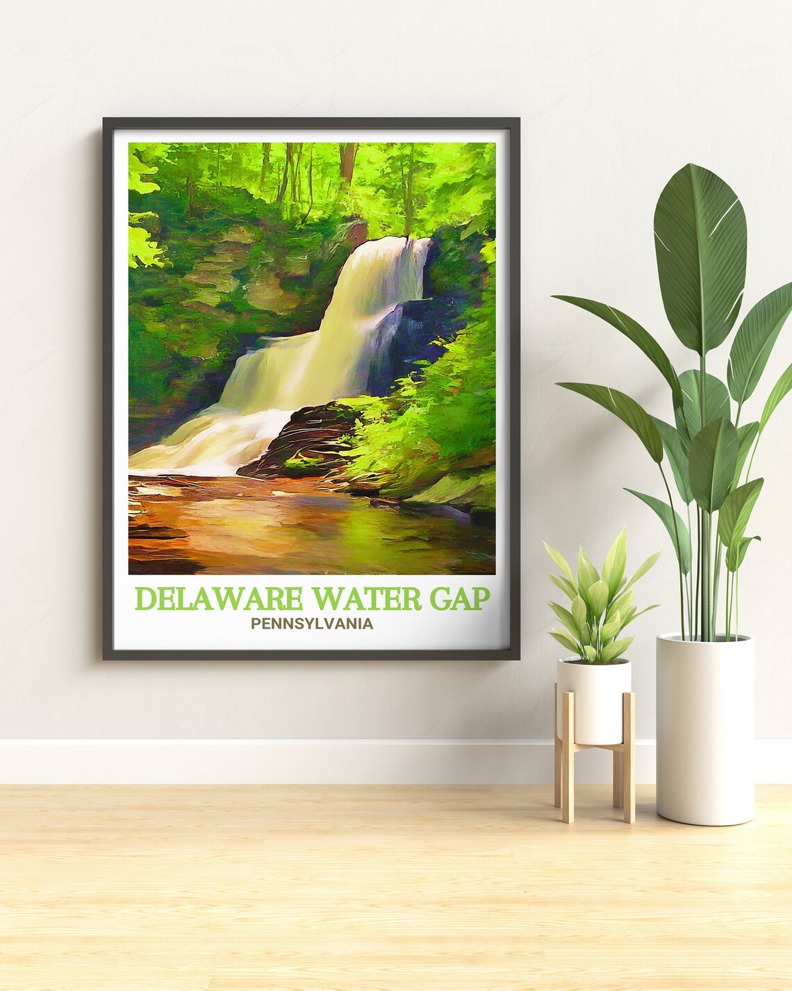 Delaware Water Gap Waterfall Poster in Lush Pennsylvania Forest - Image 2