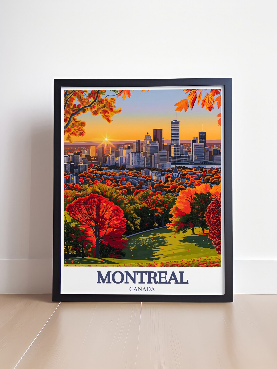 Montreal Mount Royal Autumn Foliage Skyline Canada Travel Poster - Image 4