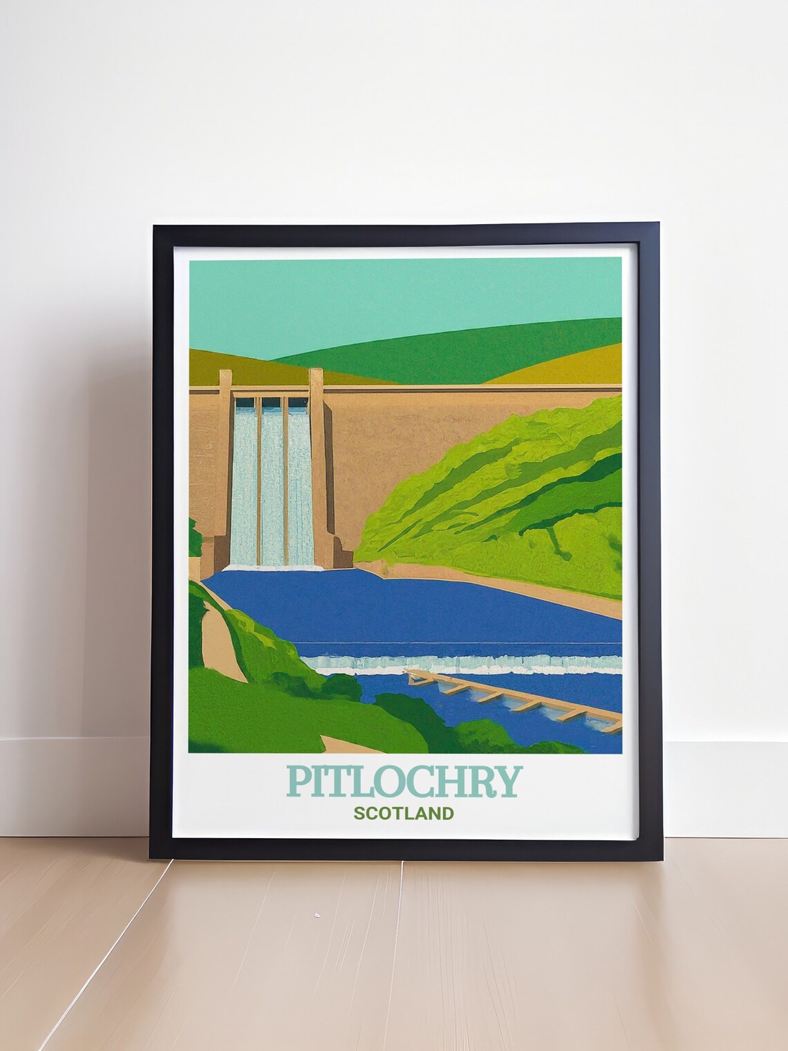 Pitlochry Dam and Fish Ladder Scotland Vintage Travel Poster - Image 4