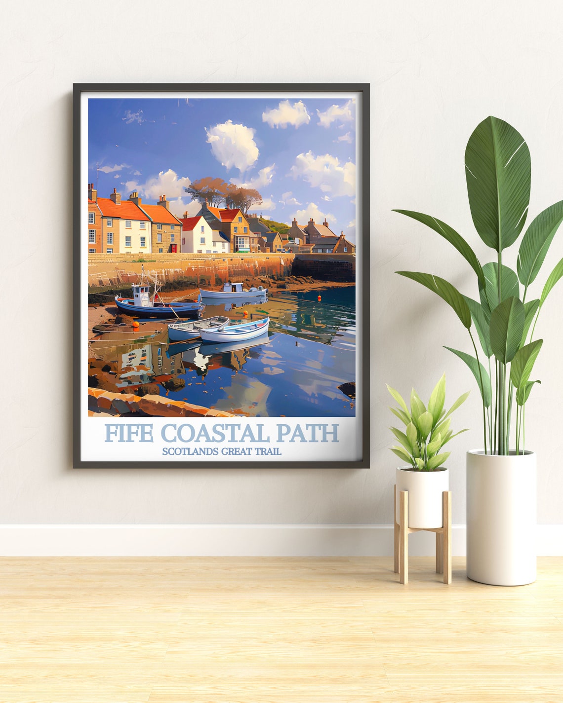 Fife Coastal Path Crail Harbour Boats and Colourful Houses Poster - Image 2