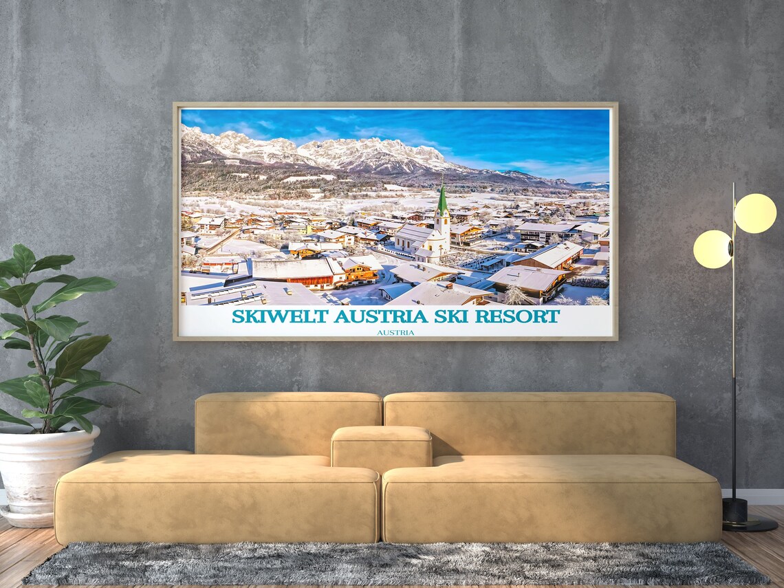 SkiWelt Austria Ski Resort Village Church Winter Snow Poster - Image 3