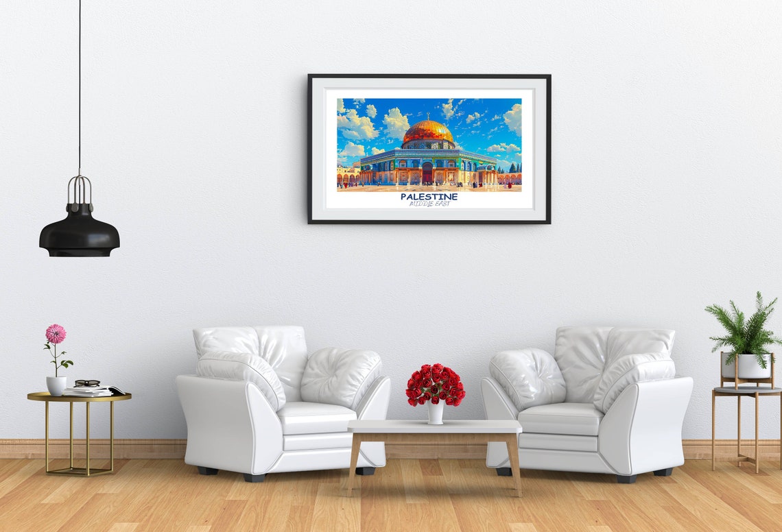 Palestine Travel Print Dome Of The Rock Palestine Travel Gift Vintage Travel Poster Printable City Poster - Image 3