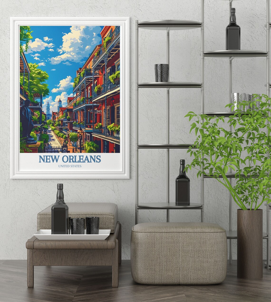 New Orleans Jackson Square & Bourbon Street Art Print - Image 2