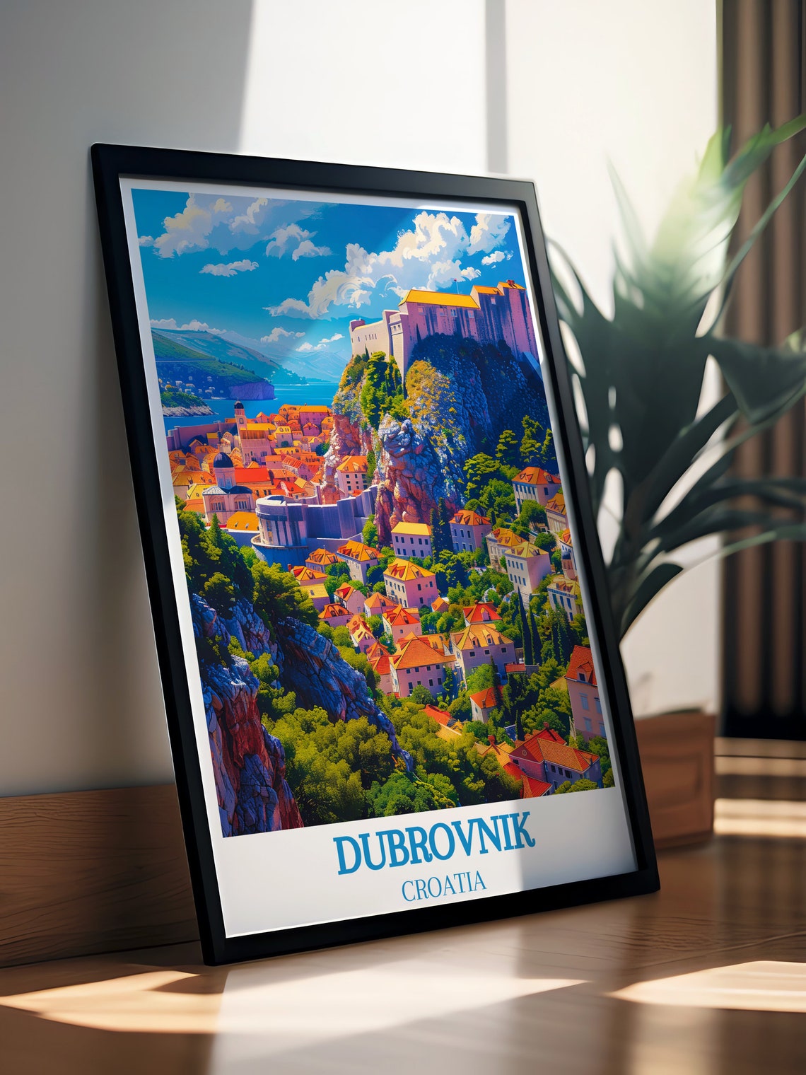 Dubrovnik Cliffside Fortress Above Orange Rooftops Croatia Poster - Image 2