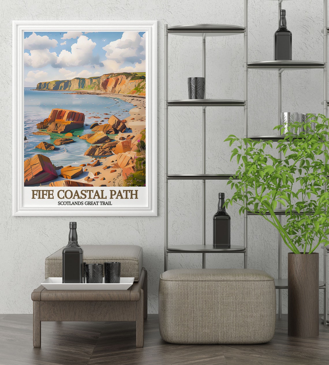 Fife Coastal Path Scotland Rocky Beach Red Sandstone Cliffs Poster - Image 3