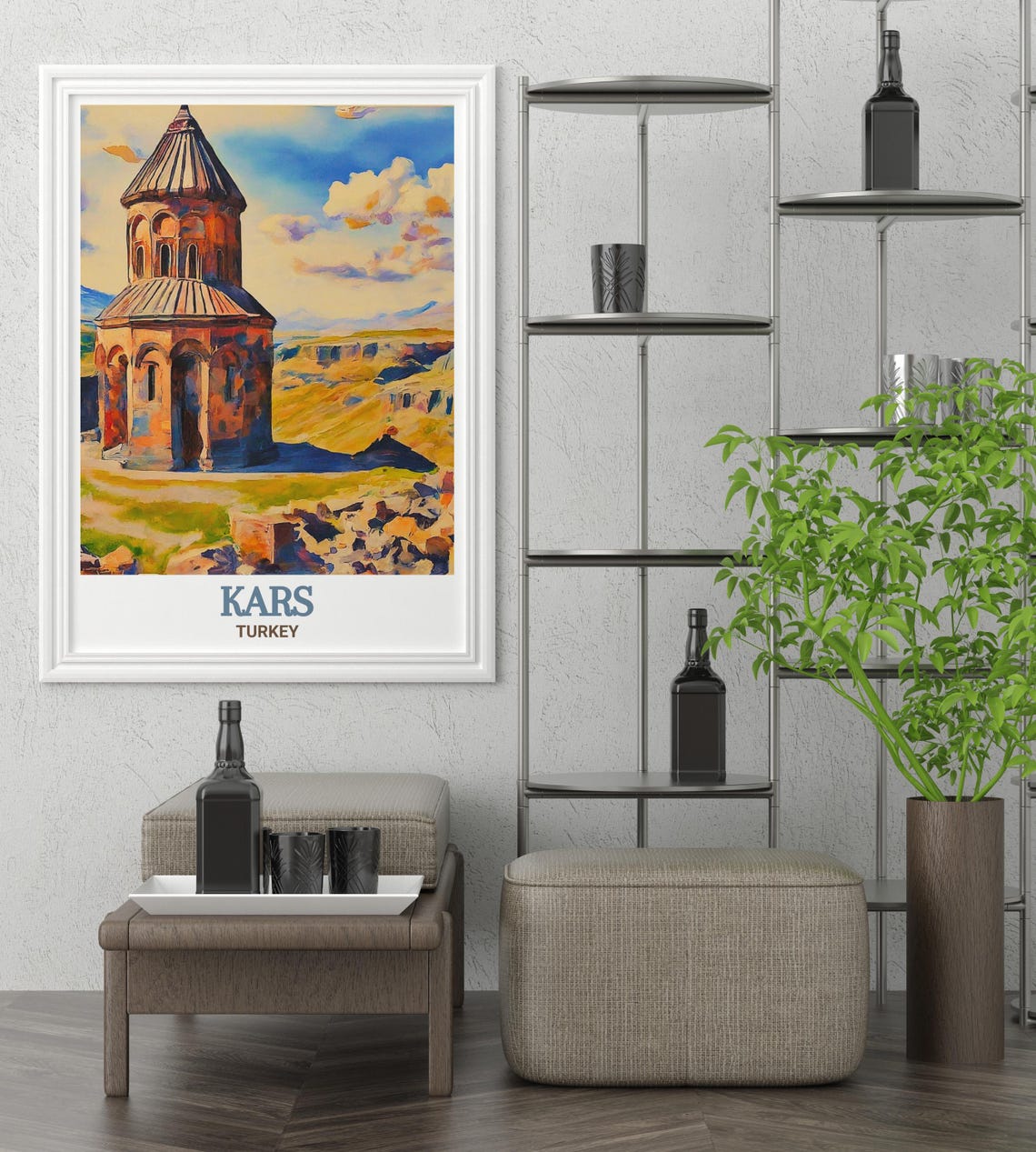 Kars Turkey Ani Ruins Ancient Stone Church Golden Landscape Poster - Image 3