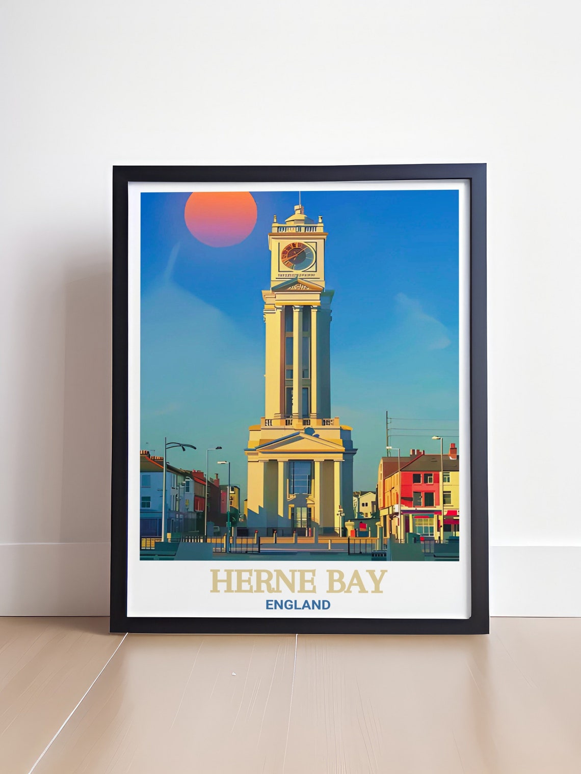 Herne Bay England Clock Tower Seafront Daytime Street View Poster - Image 4