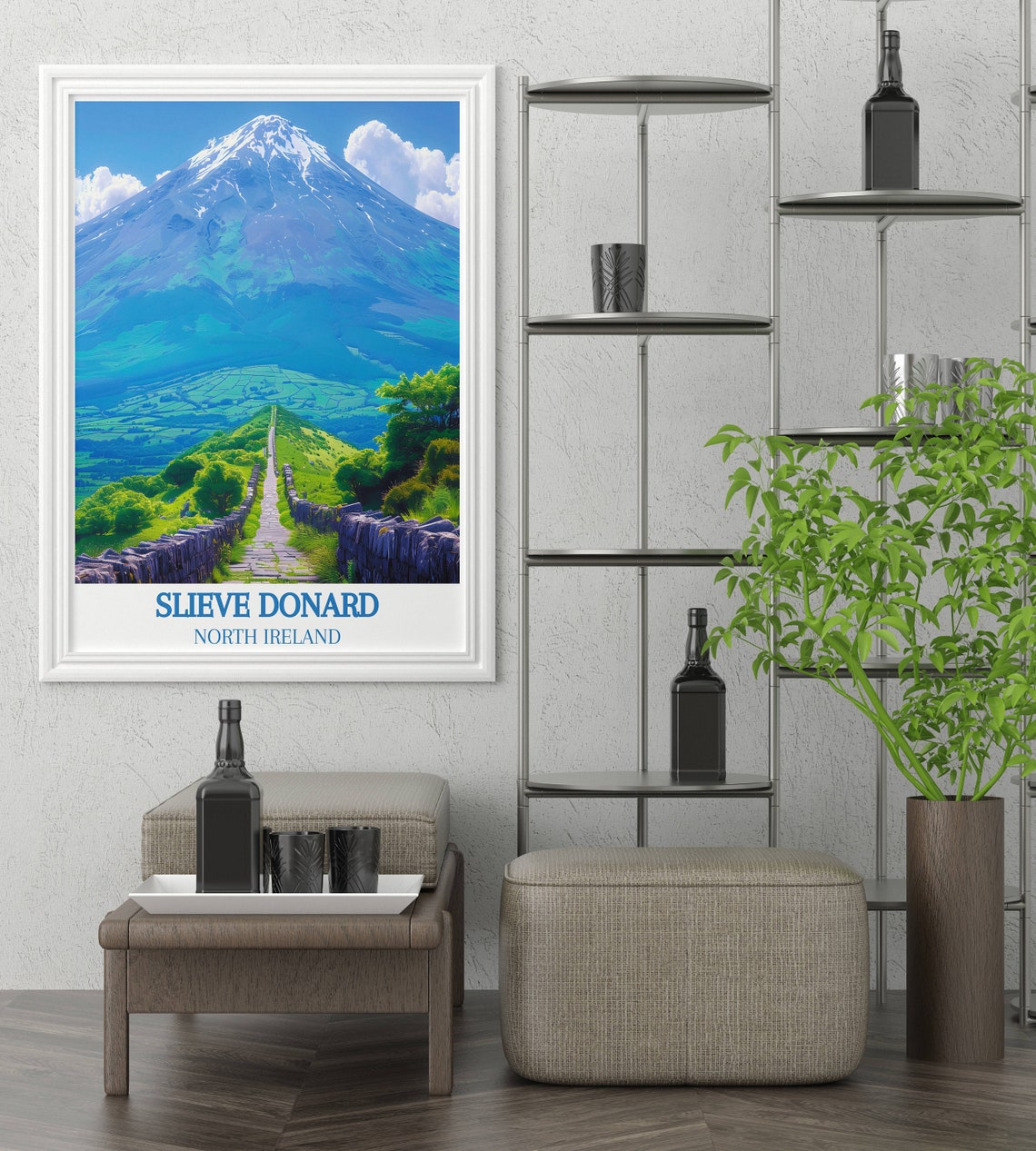 Slieve Donard Northern Ireland Summit Trail with Stone Walls Poster - Image 3