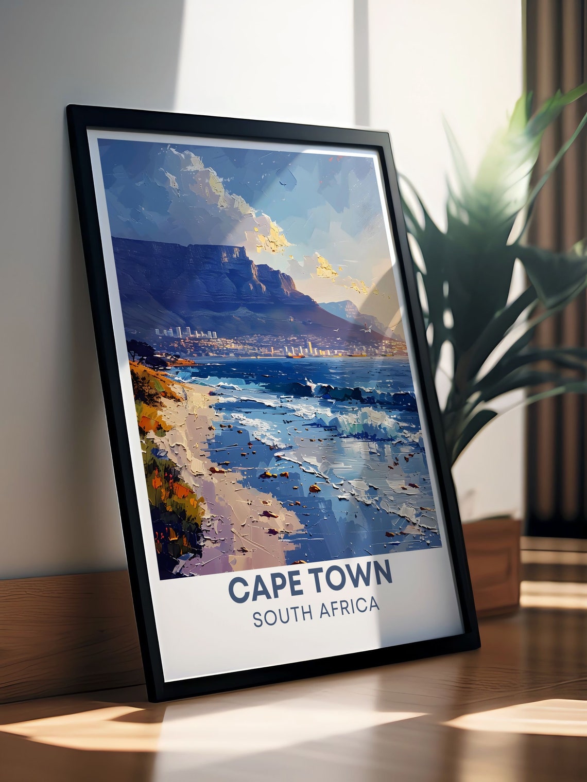 Cape Town South Africa Table Mountain Beach Art Travel Poster - Image 3