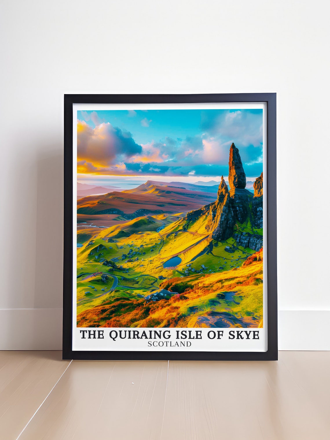 Quiraing Needle Pinnacle Sunset Golden Hills Scotland Poster - Image 4
