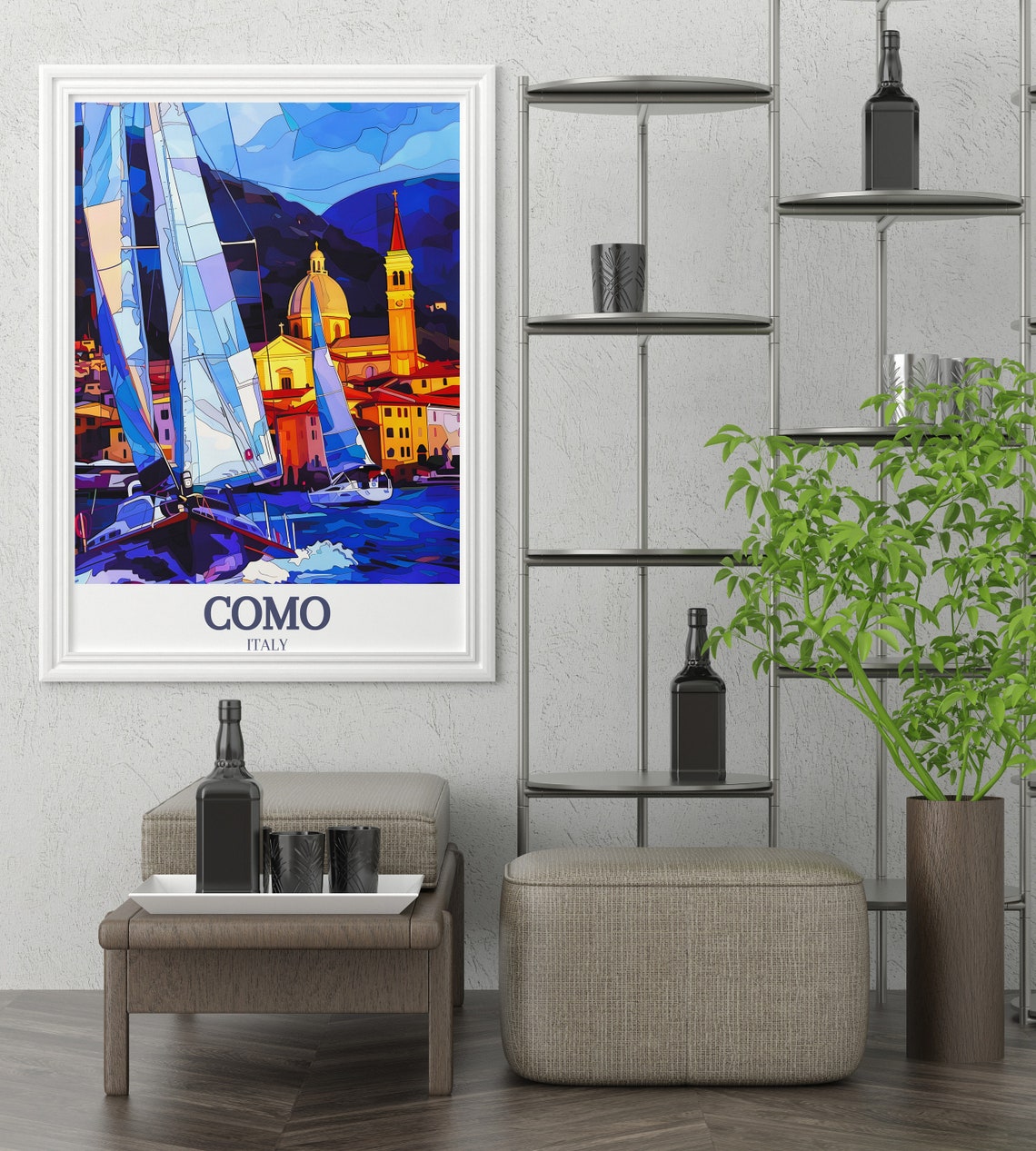 Como Italy Sailboats Gliding At Dusk On Lake Como Travel Poster - Image 3