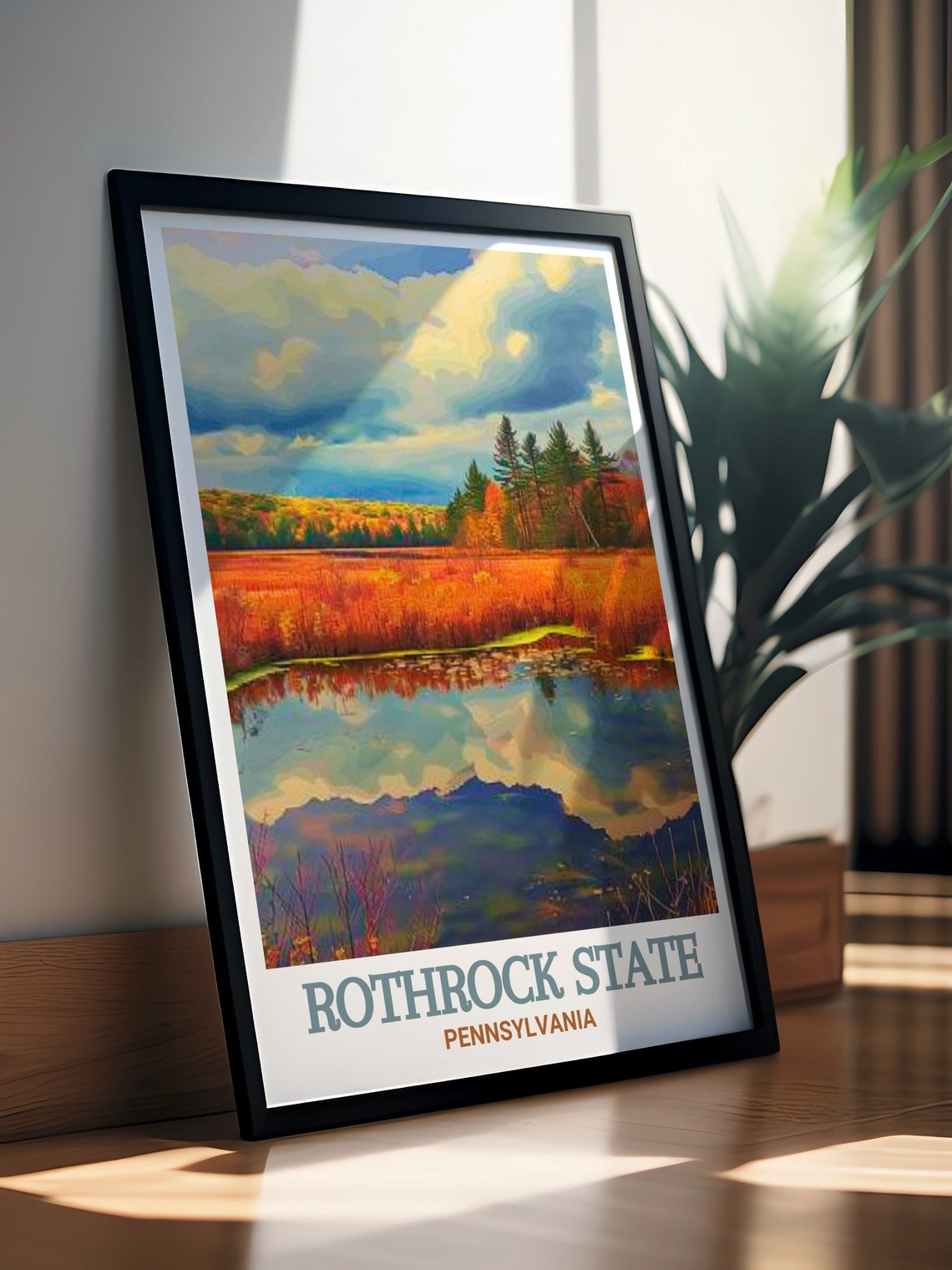 Rothrock State Pennsylvania Autumn Meadow Pond Reflection Poster - Image 2