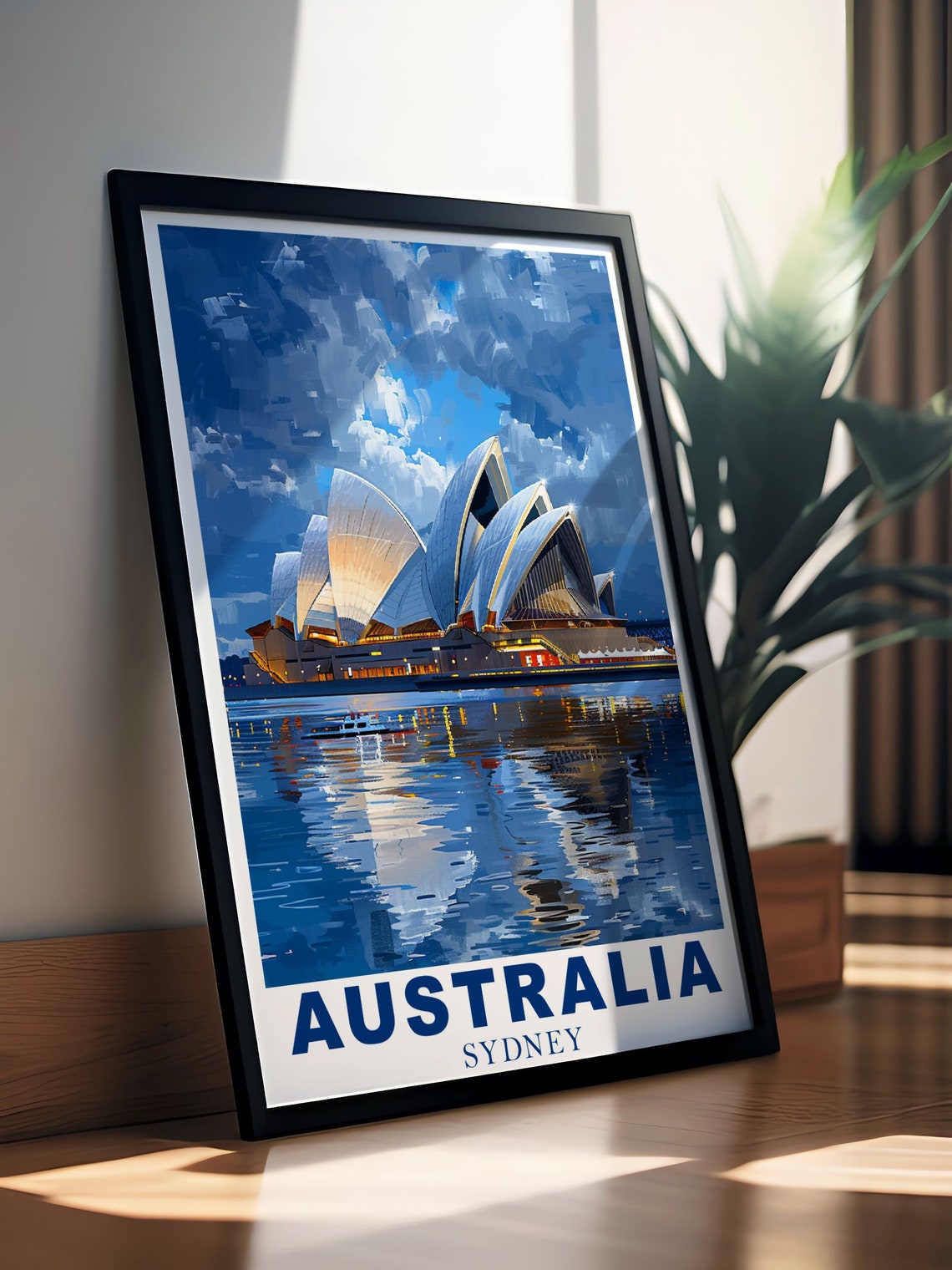 Sydney Opera House Sails at Night Painted Australia Travel Poster - Image 3