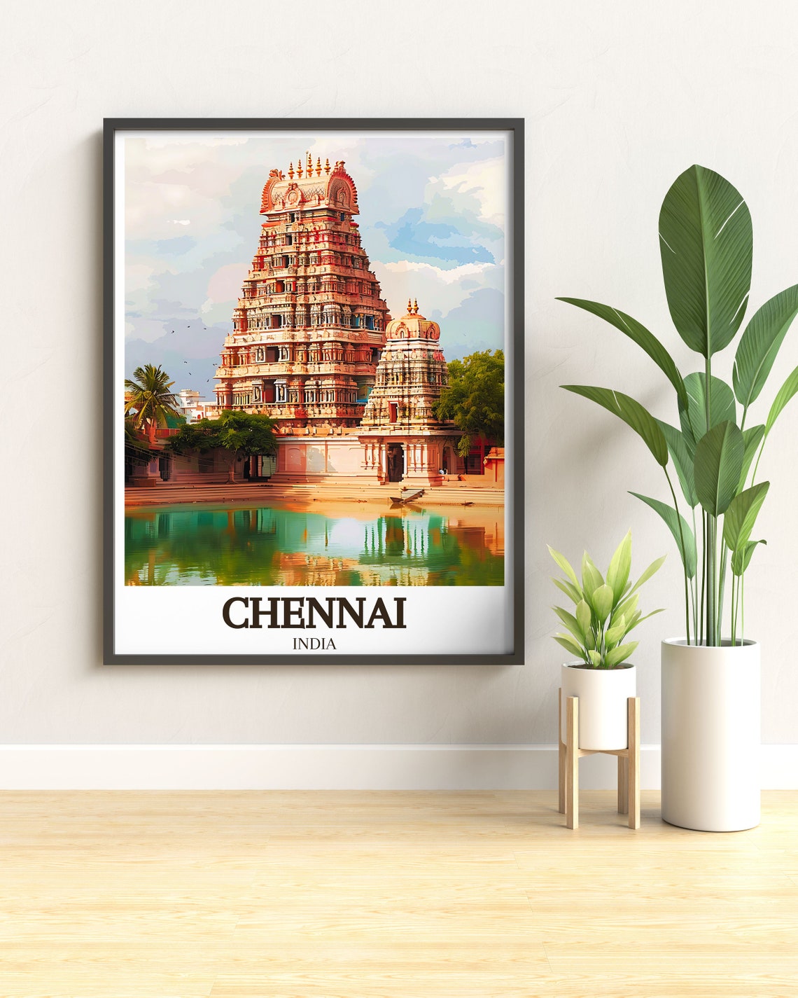 Chennai Kapaleeshwarar Temple Gopuram Pond Reflection Poster - Image 2