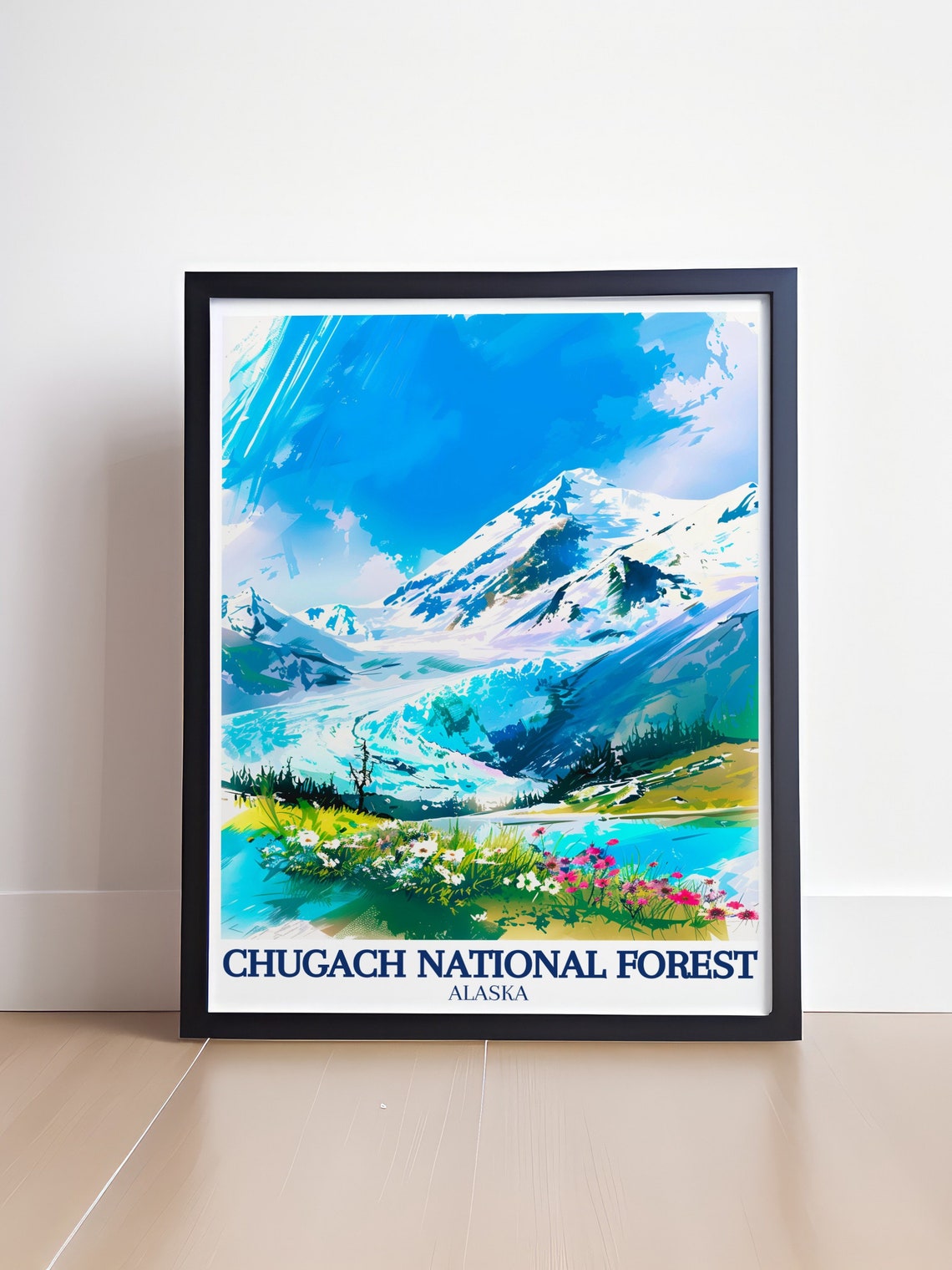 Chugach National Forest Alaska Glacier Meadow Wildflowers Poster - Image 4