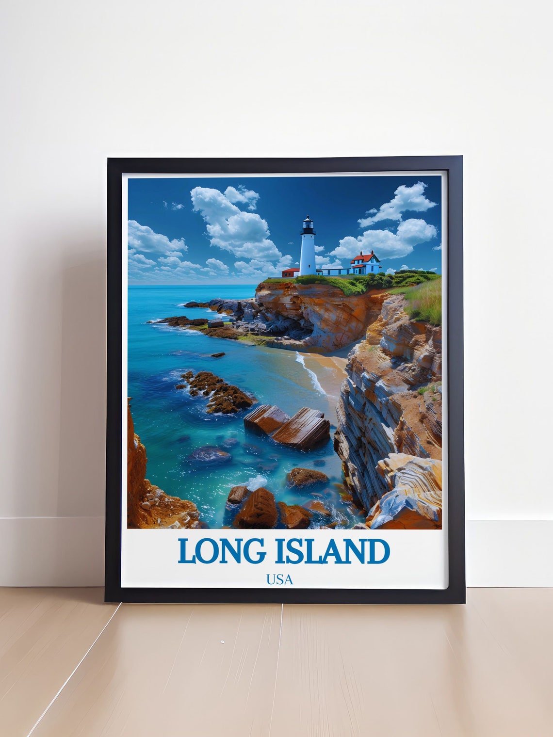 Long Island Lighthouse on Rocky Cliffs Dramatic Coast Travel Poster - Image 4