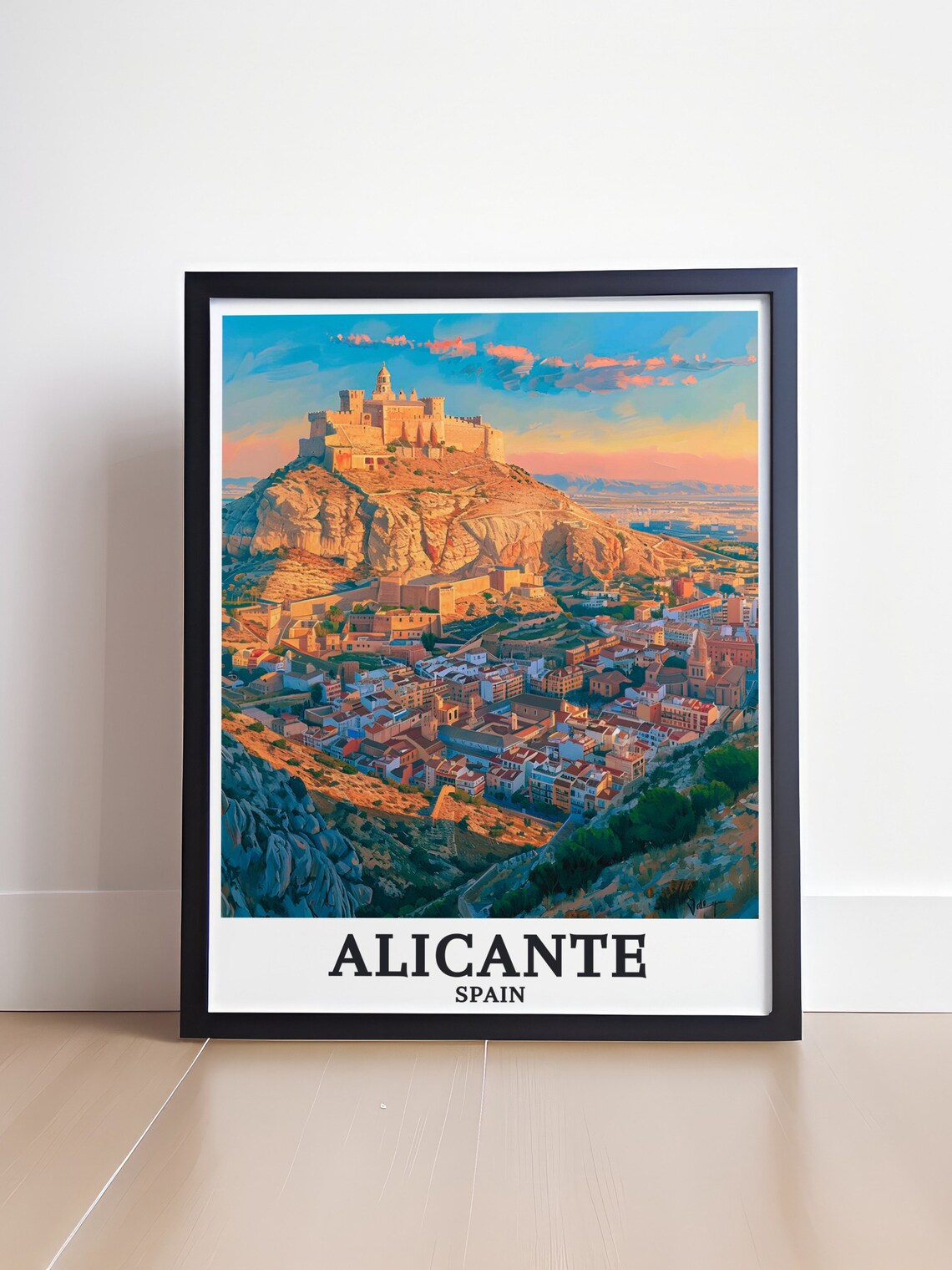 Alicante Spain Santa Barbara Castle Sunset Mountain View Poster - Image 4