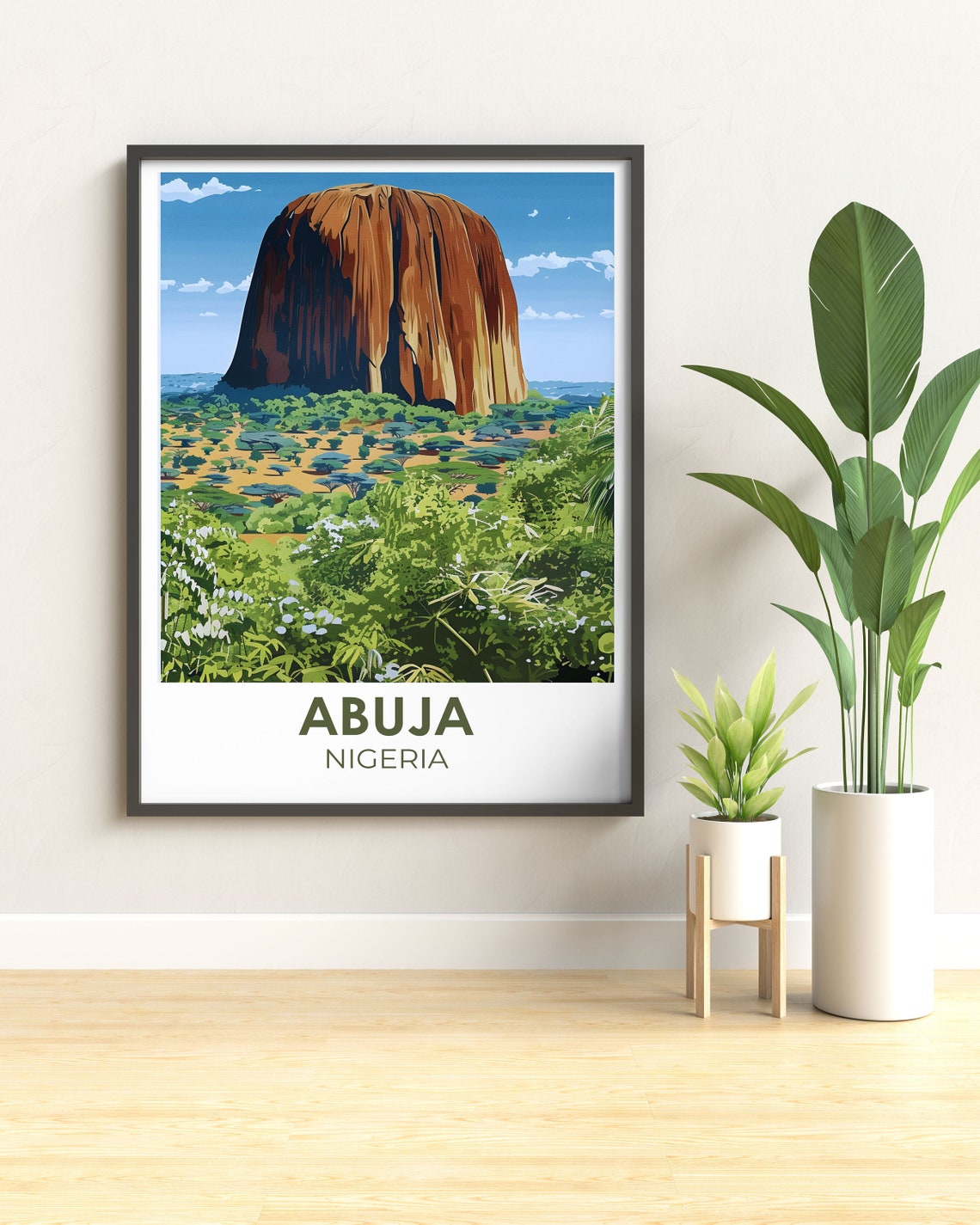 Abuja Nigeria Zuma Rock Giant Monolith Savanna Landscape Travel Poster - Image 2
