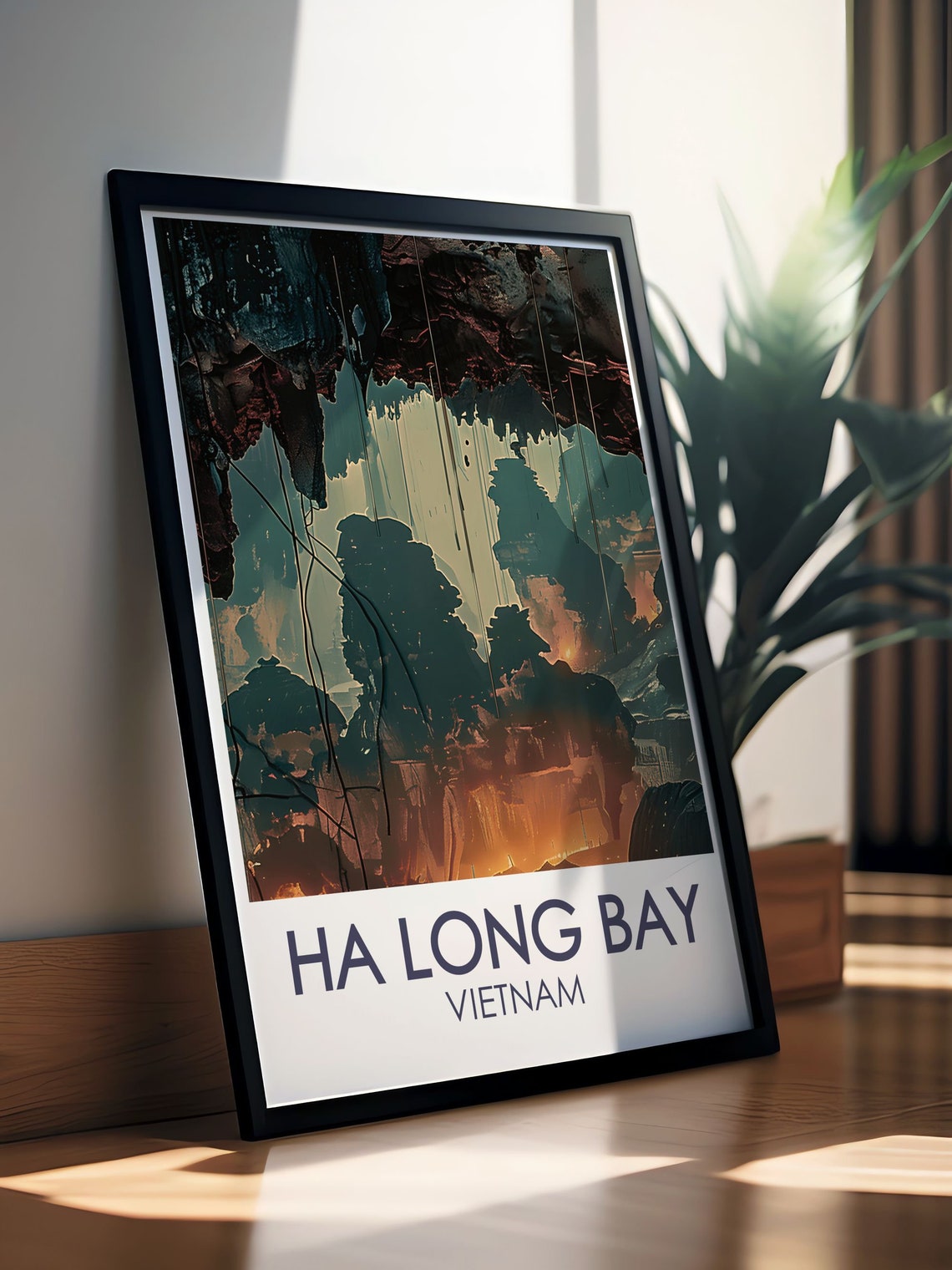 Ha Long Bay Vietnam Glowing Stalactite Surprise Cave Art Poster - Image 2