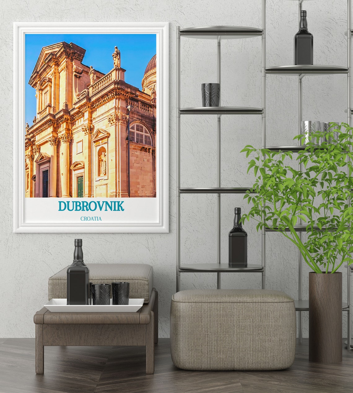 Dubrovnik Croatia Historic Stone Cathedral Facade Detail Poster - Image 3