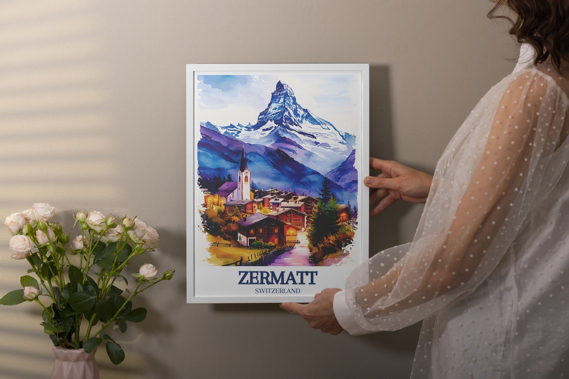 Zermatt Village Church And Matterhorn Switzerland Alps Poster - Image 3