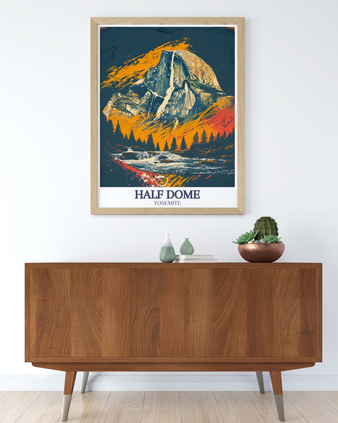 Yosemite Half Dome Waterfall River Sunset Vintage Style Poster - Image 3
