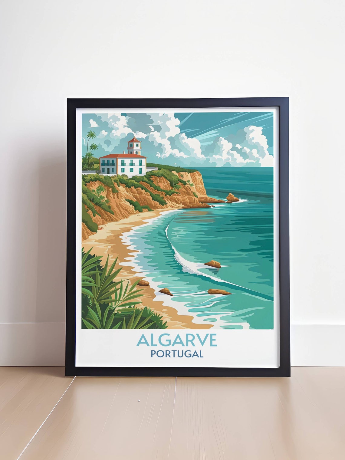 Algarve Portugal Beach Cliffs Villa Turquoise Seaside Coast Poster - Image 4