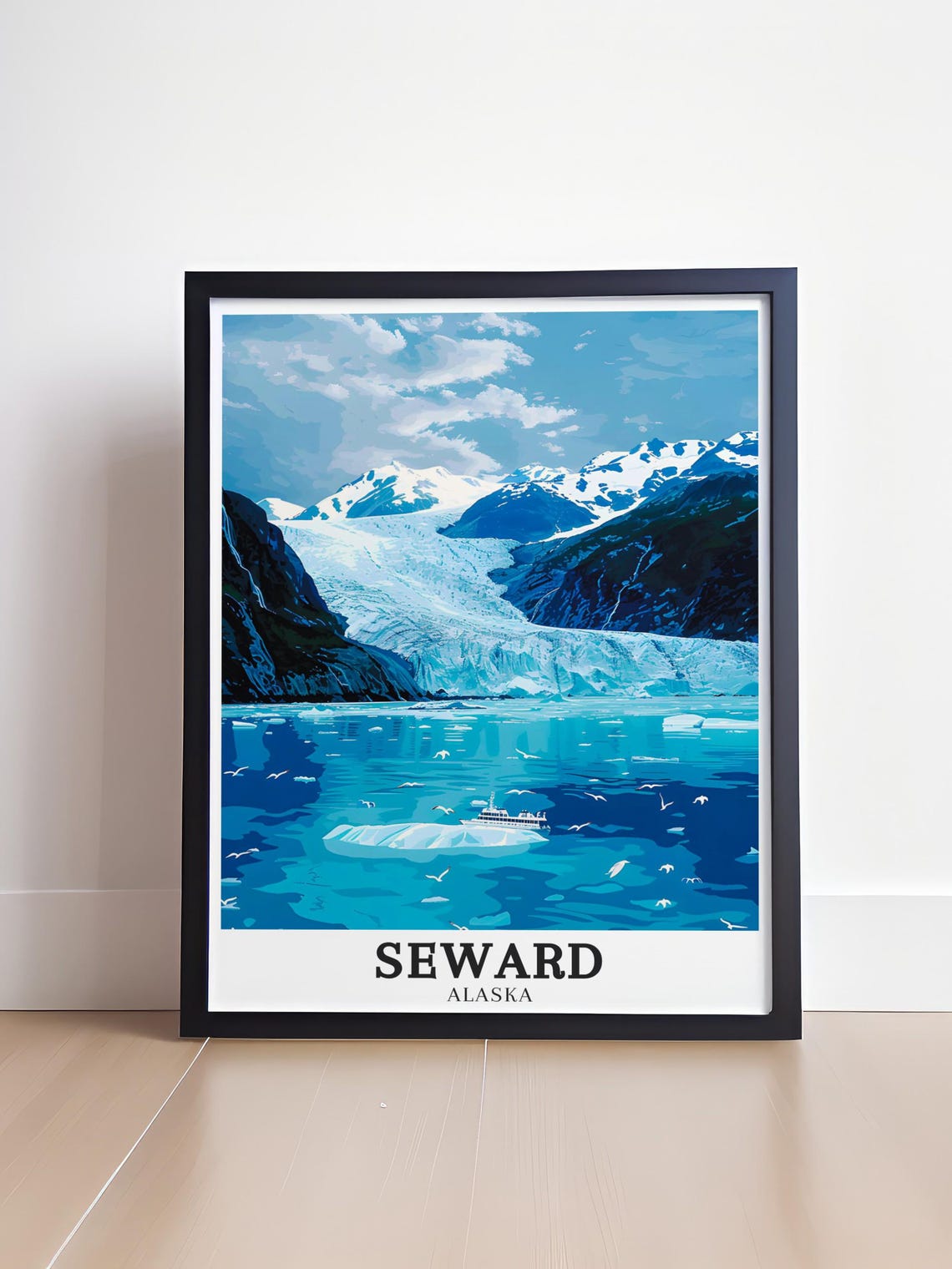 Seward Alaska Glacier Bay Cruise Ship Wildlife Travel Poster - Image 4