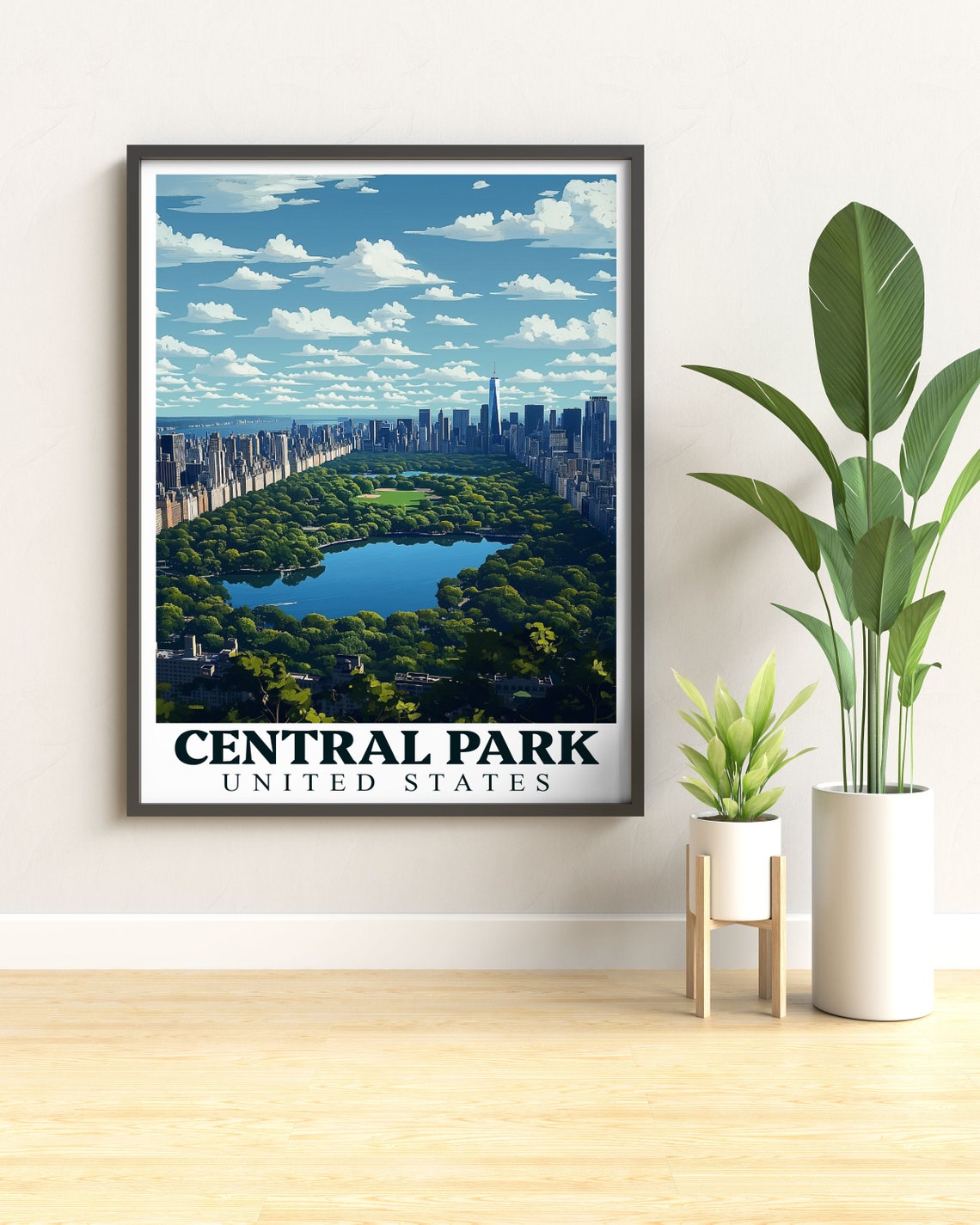 Central Park Aerial Reservoir Manhattan Skyline View New York Poster - Image 2