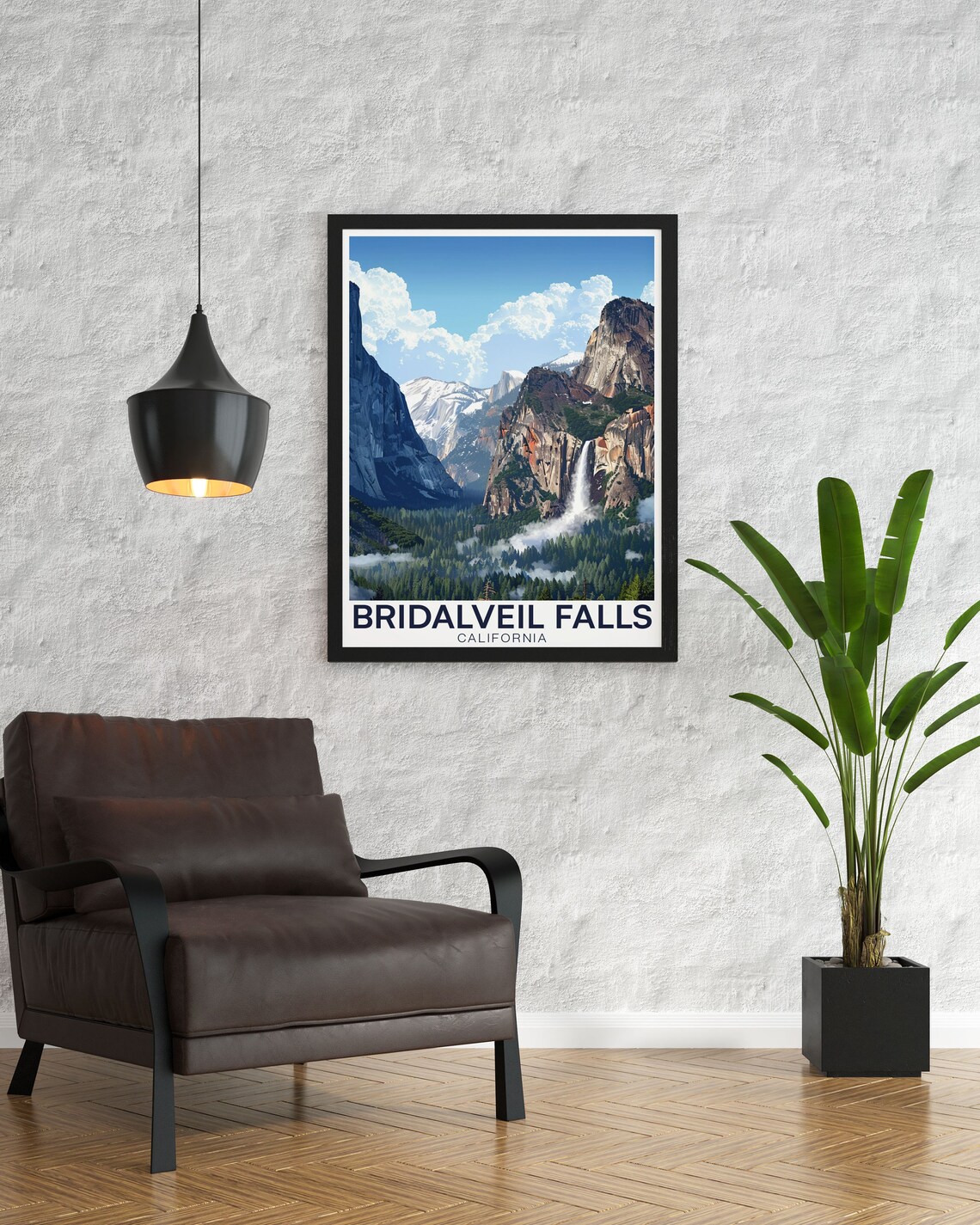 Bridalveil Falls From Tunnel View Over Yosemite Valley Travel Poster - Image 3