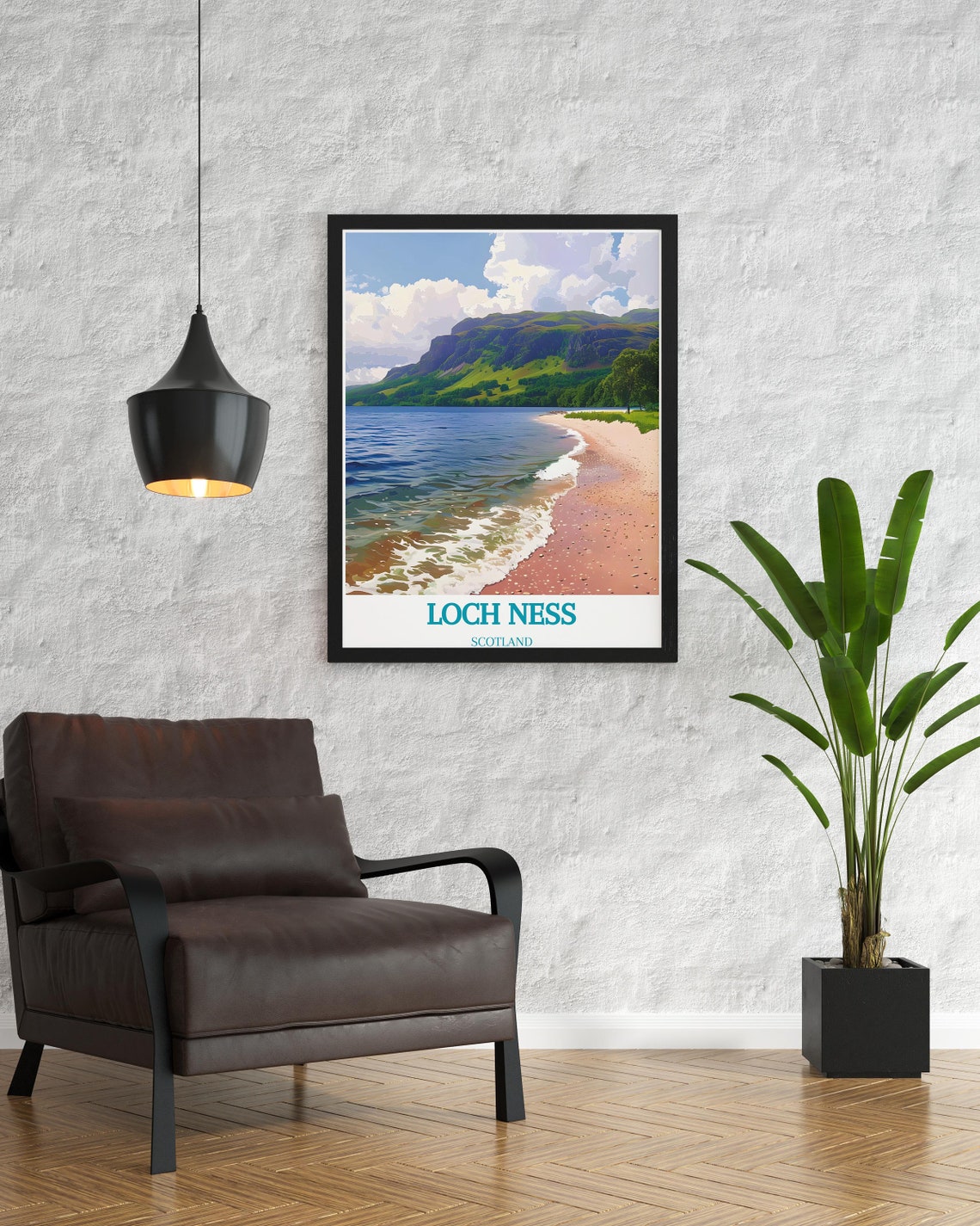 Loch Ness Scotland Beach Shore Rolling Hills Calm Water Poster - Image 2