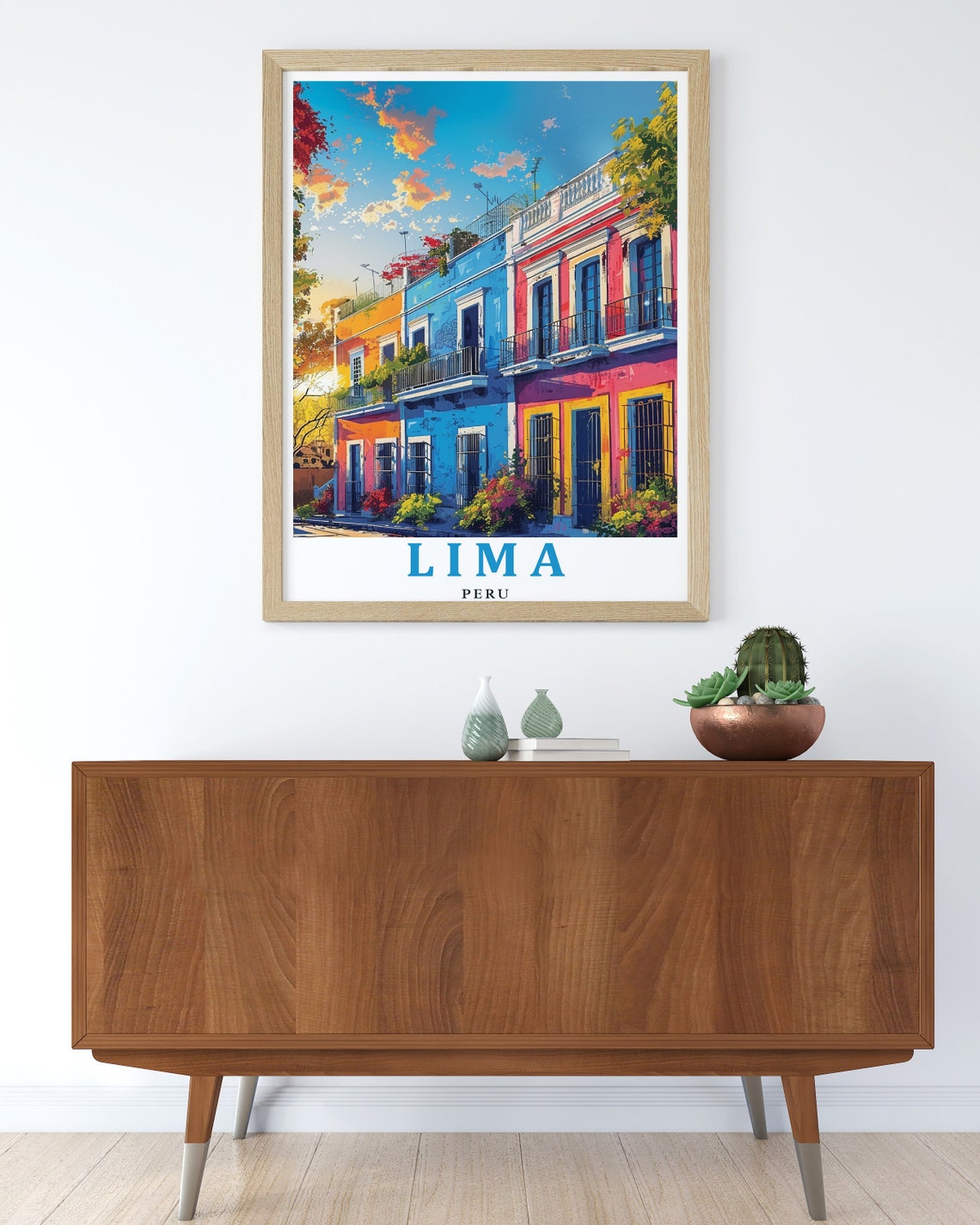 Lima Peru Barranco District Colorful Colonial Houses Travel Poster - Image 2
